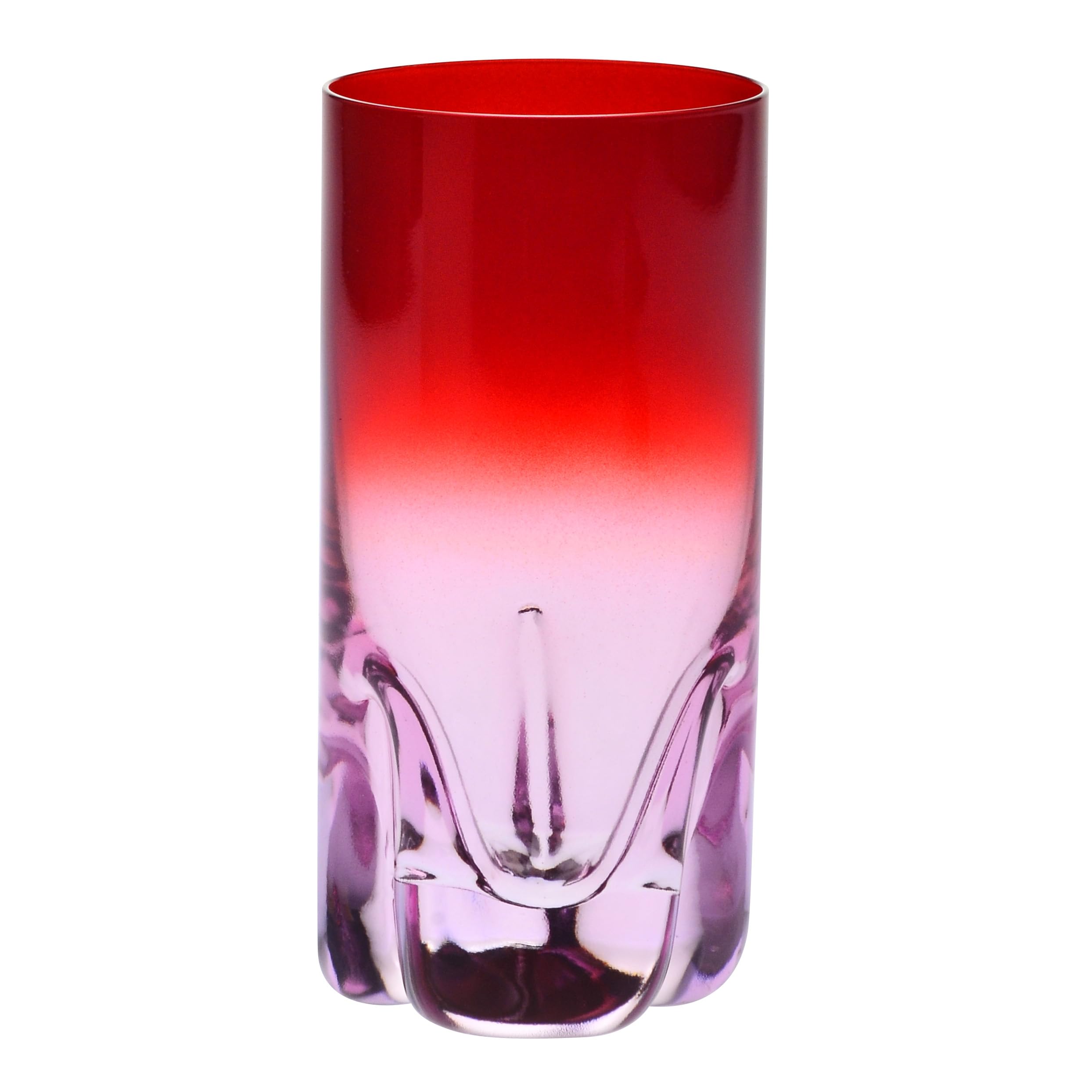 Krosno – Vasos para Bebidas, Agua y Zumos 300 ml – Set de 4 unidades en 4 colores diferentes – Colección Aurora – Cristal sin Plomo – Pintados a Mano