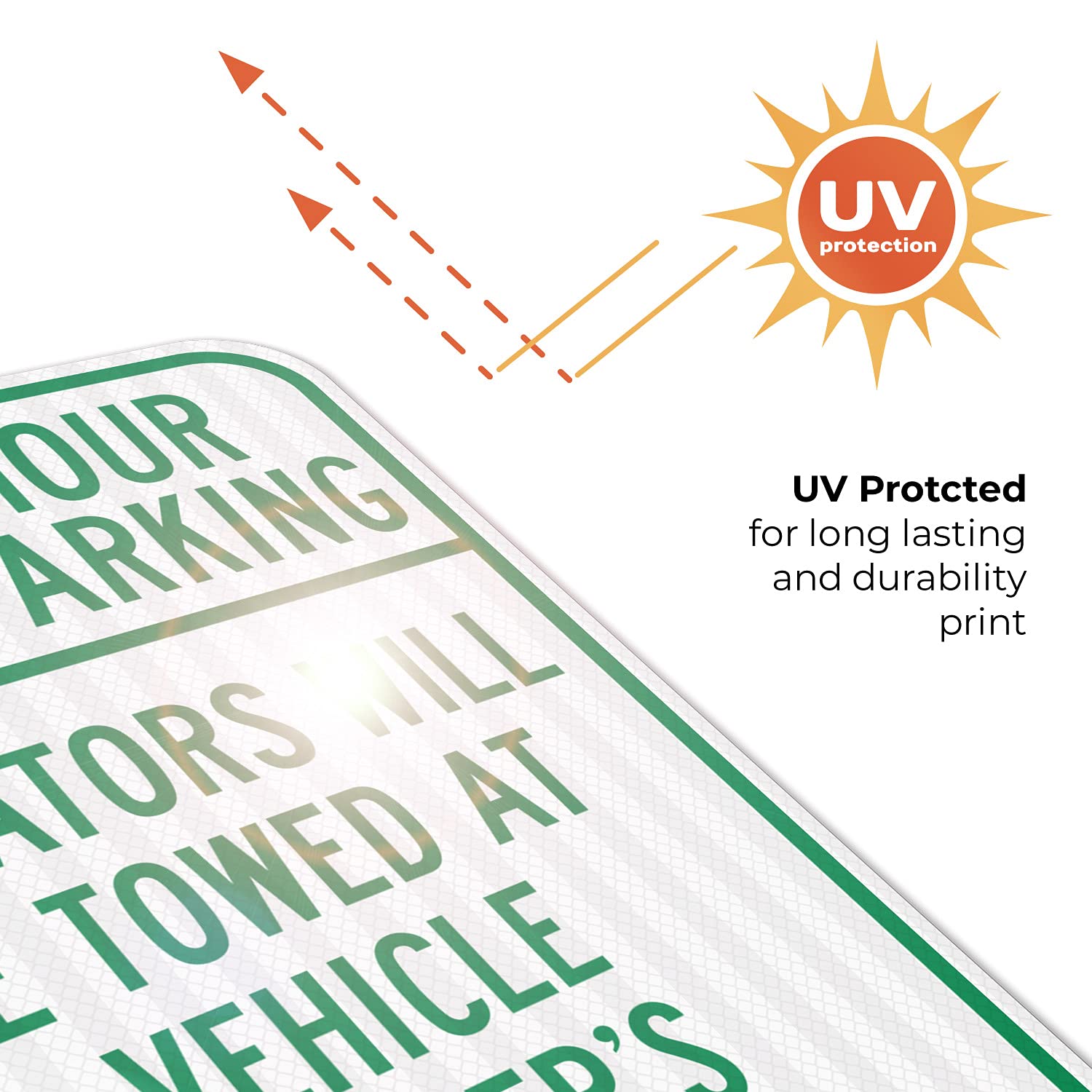 24 Hour Parking Violators Will Be Towed at Vehicle Owner's Expense Sign, 12x18 Inches, 3M EGP Reflective .063 Aluminum, Fade Resistant, Made in USA