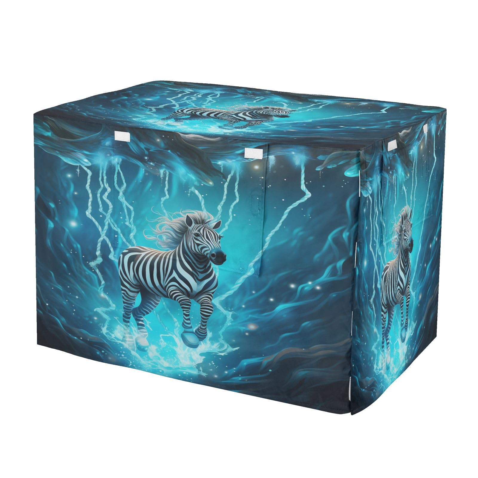 Housse imperméable pour cage chien et chat motif zèbre de l'espace bleu