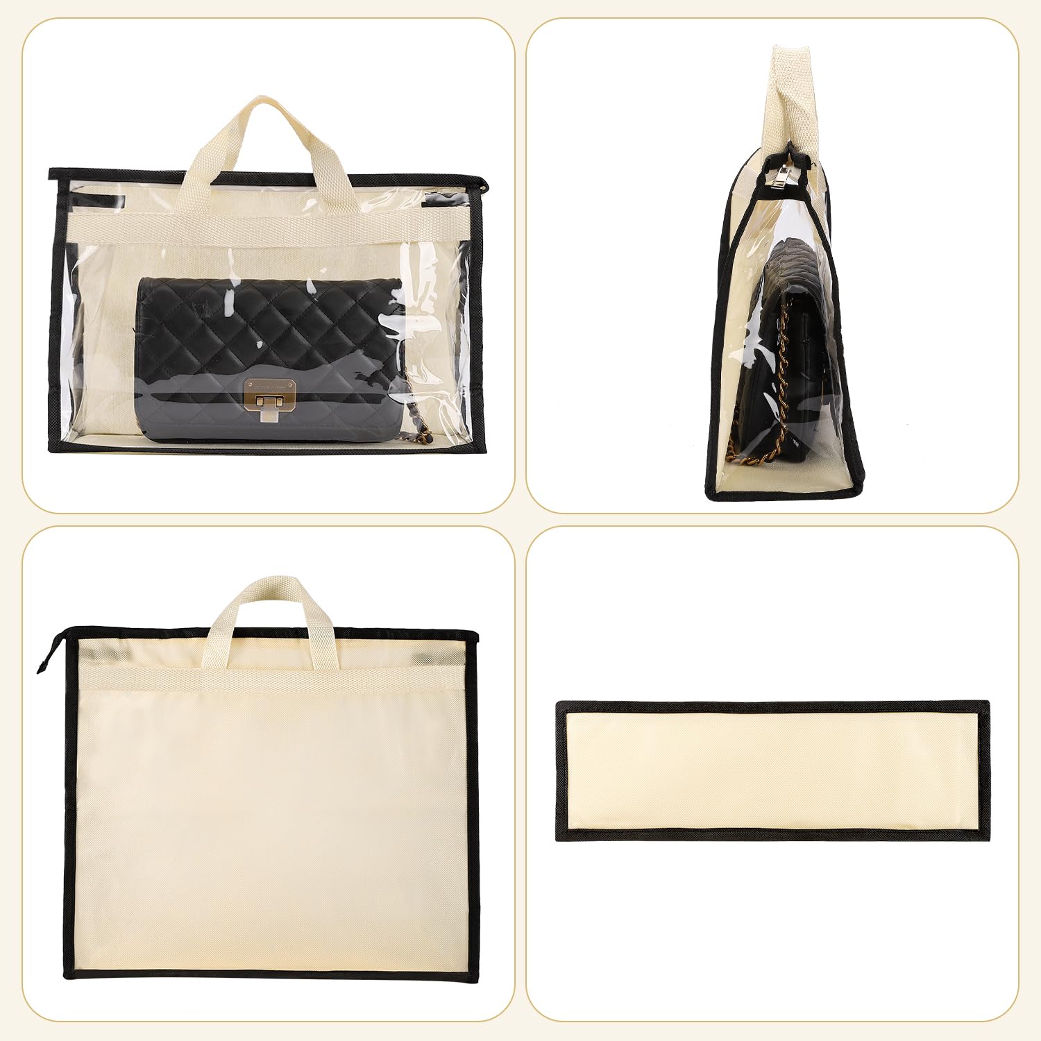 15 bolsas de polvo para bolsos, bolsa de almacenamiento protectora de bolso, organizador de armario colgante con asa de cremallera, organizador de almacenamiento transparente para armario, 3