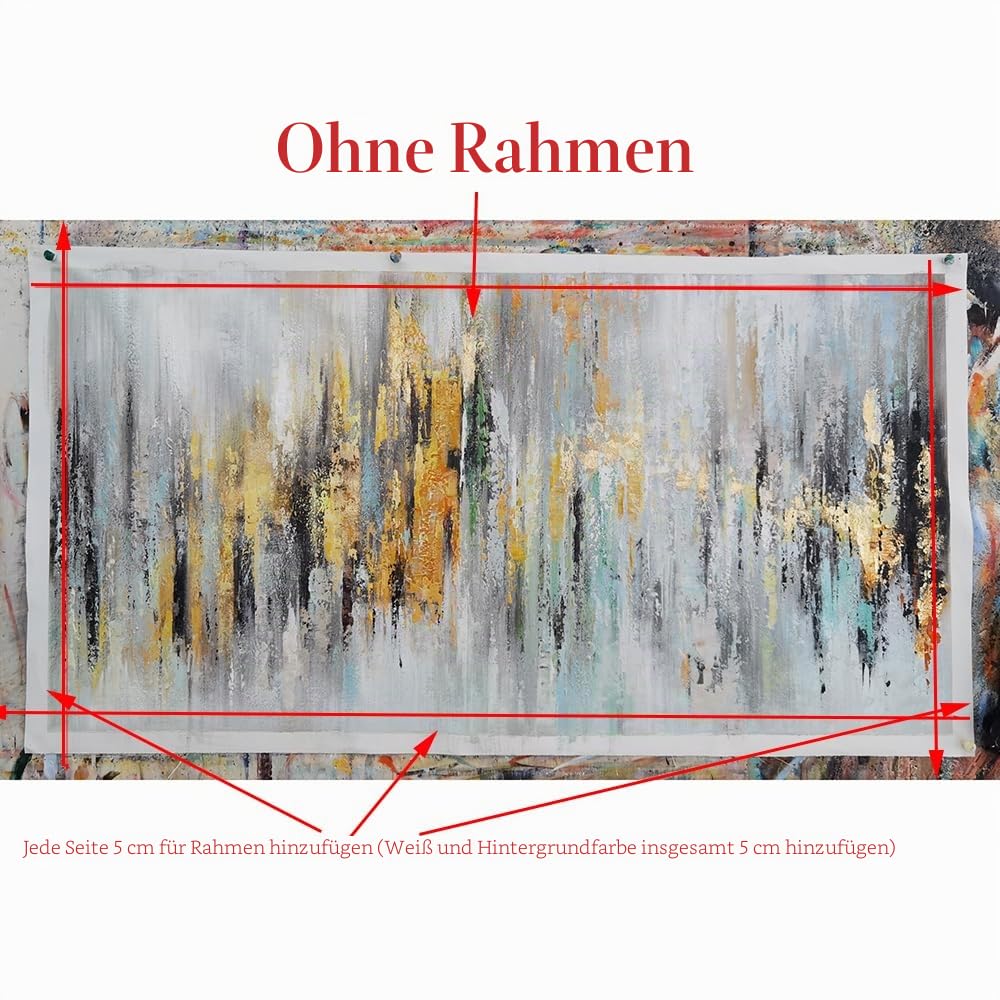 Mintura Handgemaltes Kunstwerk, abstrakte Zeichnung, Wandkunst, Bild, Wohnzimmer, Heimdekoration, Ölgemälde auf Leinwand, 70 x 140 cm, ungerahmt