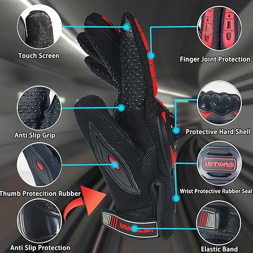 Miniatura 3 de 1Storm Motocross motocicleta cabra guantes de cuero BMX MX bicicleta ciclismo duro reforzado nudillo pantalla táctil