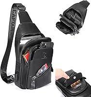 Vista 106 de LUKZIJAES Bolso bandolera de cuero genuino para hombre marrón (#1-Brown)