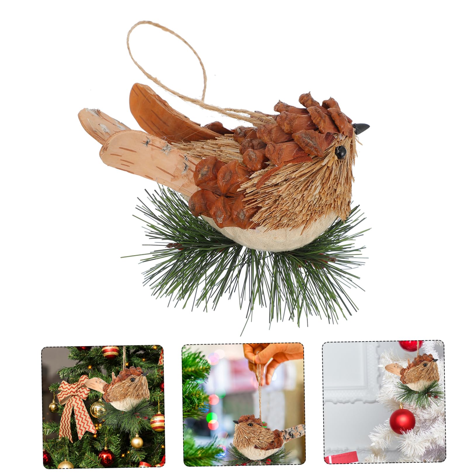 Alipis 4stücke Handgefertigter Weihnachtsbaum Dekorative Vogel-Ornamente Für Festliche Anlässe Und Partys Natürliche Wanddekoration Für Gemütliches Zuhause