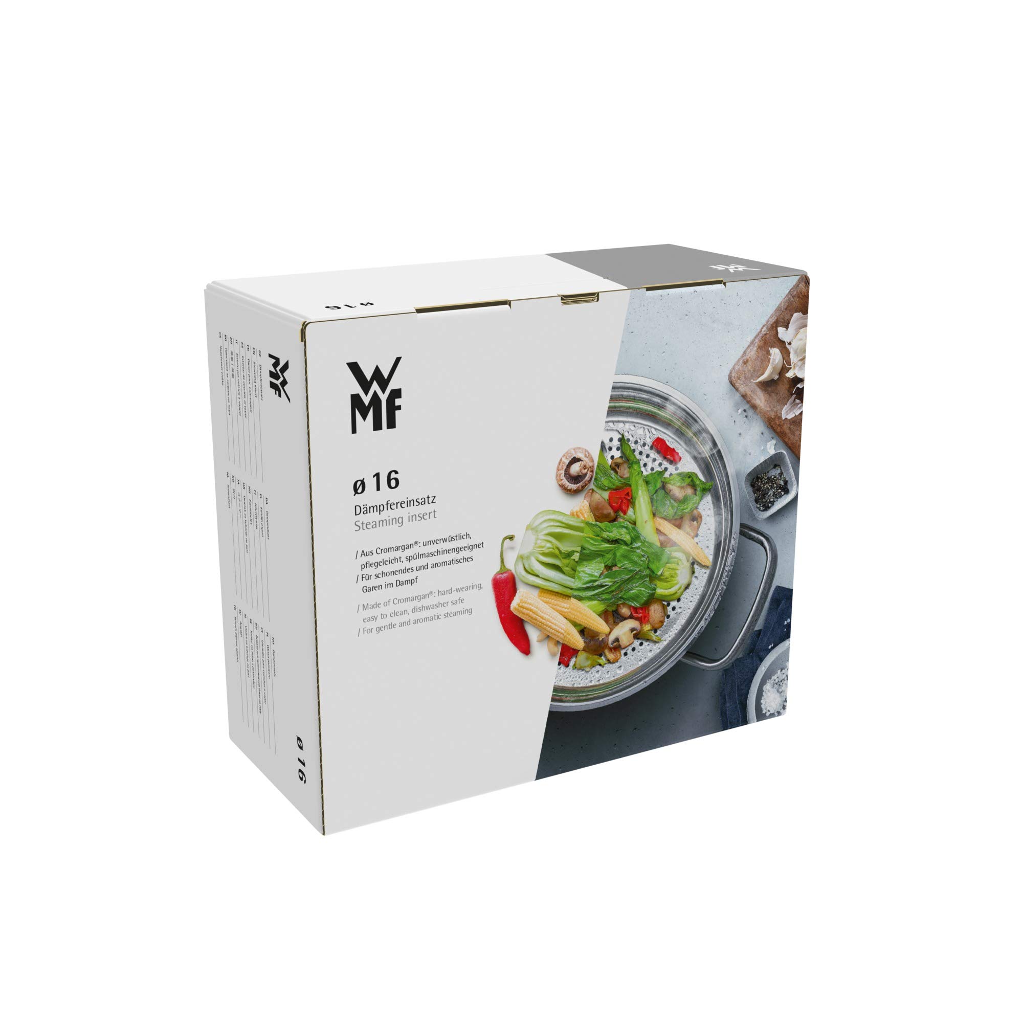 WMF Compact Cuisine parowar do warzyw/ziemniaków 16 cm, wkład parowy do garnków, wkładka na parze ze stali szlachetnej Cromargan, nadaje się do mycia w zmywarce