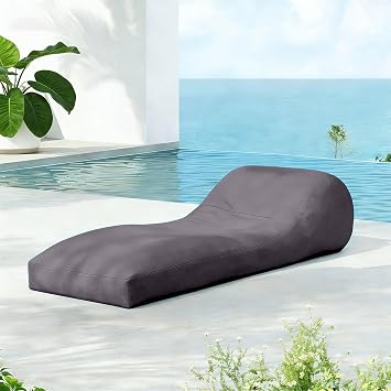 Outdoor Bean Bag Beach Chaise/Bean Bags No Filler Whaterproof Lounge Cover Comfortable Lounger Beanbag Sofa Bed Swim Pool Floating Beach Garden Camp TerraceDark Grey