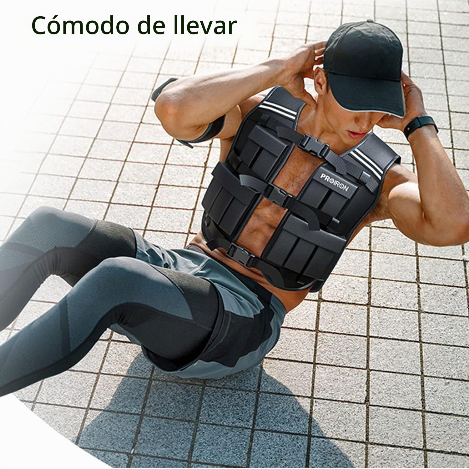 PROIRON Chaleco Lastrado 10/20kg, Incluido 20 Paquetes de Peso, Lastre Ajustable, Chaleco con Peso con Banda Reflectante para Entrenamiento de Fuerza, Jogging, casa, Gimnasio, Cardio, Crossfit