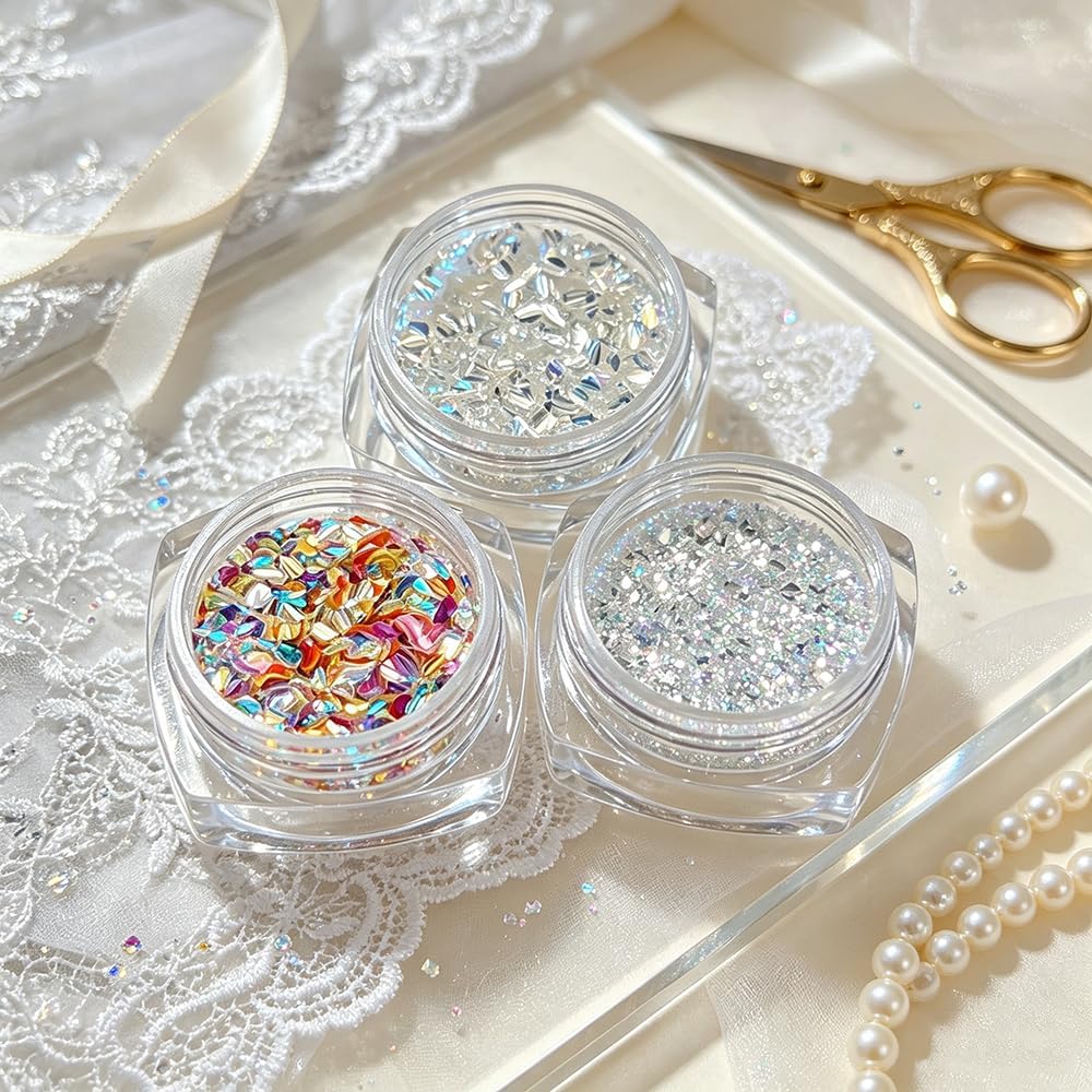 Irregular Nail Sequins Iridescent Laser Holographic Nail Glitter Flakes