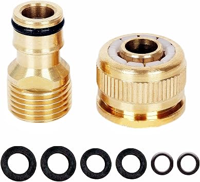 2Pack Brass Garden Hose Tap Connector,1/2" Male BSP Hose Connector & 1/2 inch Short Female Expanding Hose Connector,1/2" Brass Male Threaded Tap Adapter for Shower Hose,Female Threaded Faucet Adapter
