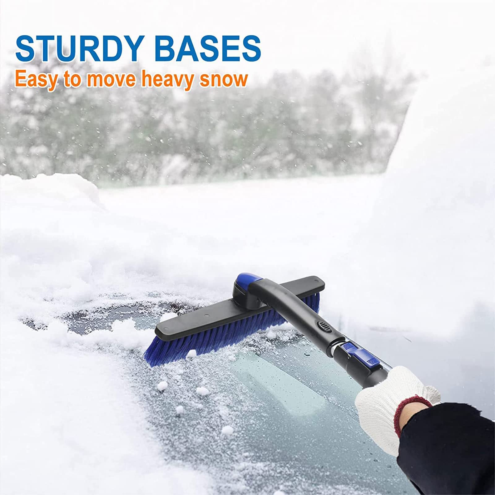 Cepillo de Nieve Raspador de Hielo Pala de Nieve Cepillo De Nieve del Automóvil Extendible 29"a 38", Escoba Desmontable De Remoción De Nieve con Raspador De Hielo Rascador De Goma De Goma para Camión