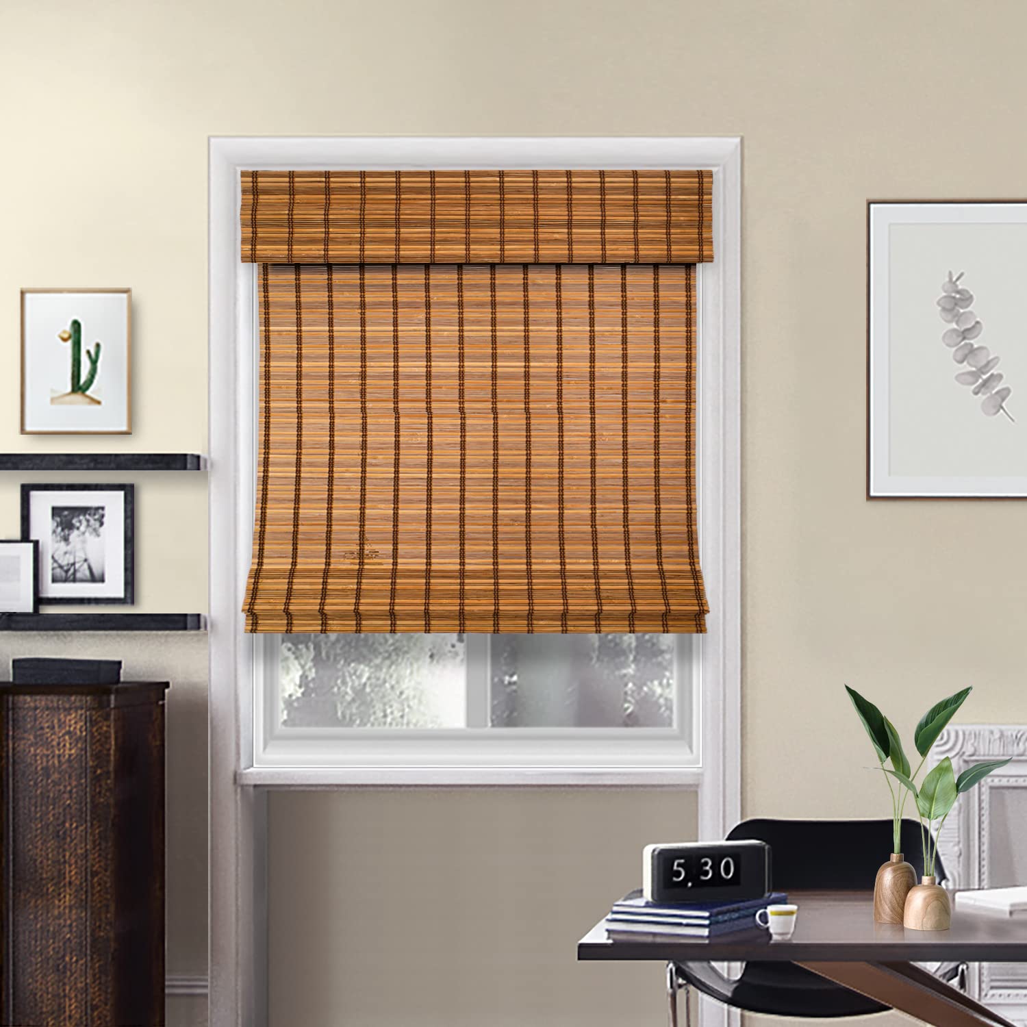 CHICOLOGY Custom Bamboo Roman Shades for Windows Patio Blinds, Acorn (Bamboo), 20.25