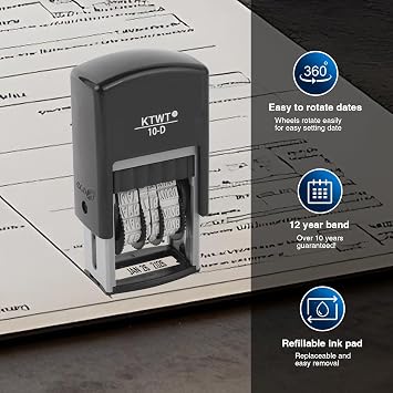 Date Stamp, Self-Inking Date Stamps, US Format MMM-DD-YYYY, Black Impression 3/4 x 1, Self-Inking Date Stamp for Marking Office documents, Legal Papers, Bills, Mail, Teachers Correcting Homework
