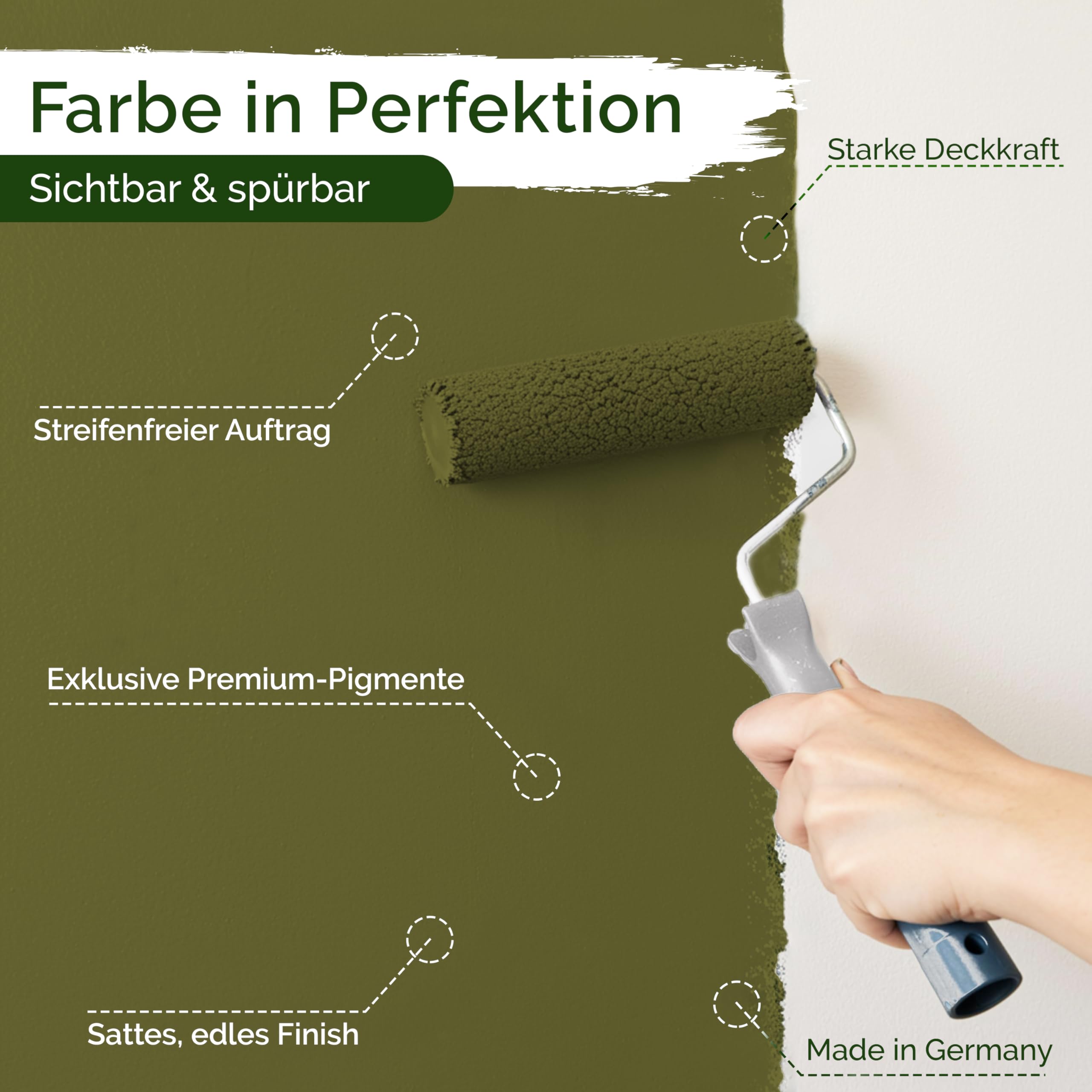 Wandfarbe Grün Gelb Gold matt 2,5 L – Olive Bark