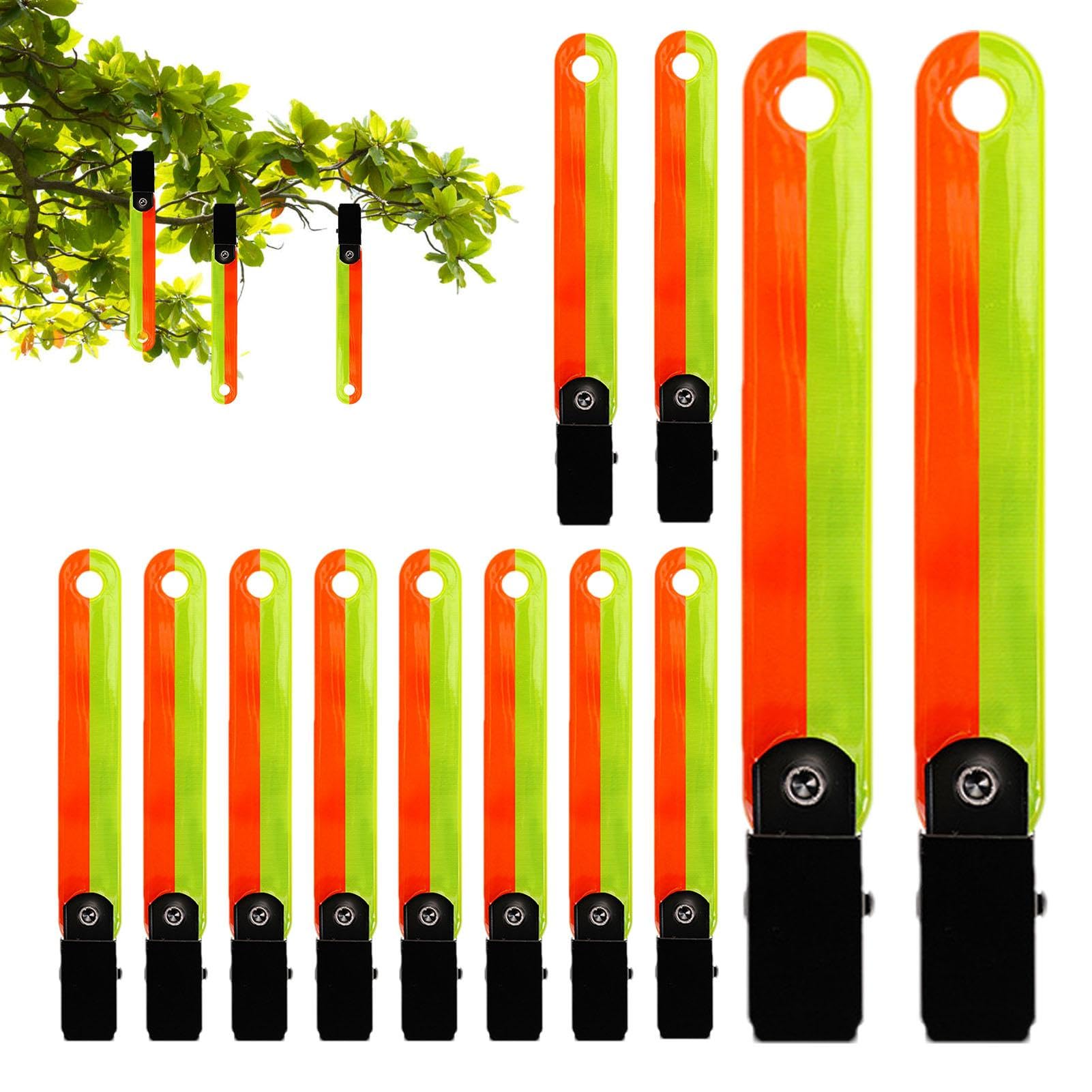 Generico Segnavia | Segnavia per Alberi ad Alta visibilità da 12 Pezzi con Clip | Puntine Riflettenti da Caccia in PVC Riflettente Impermeabile per Escursioni all'aperto