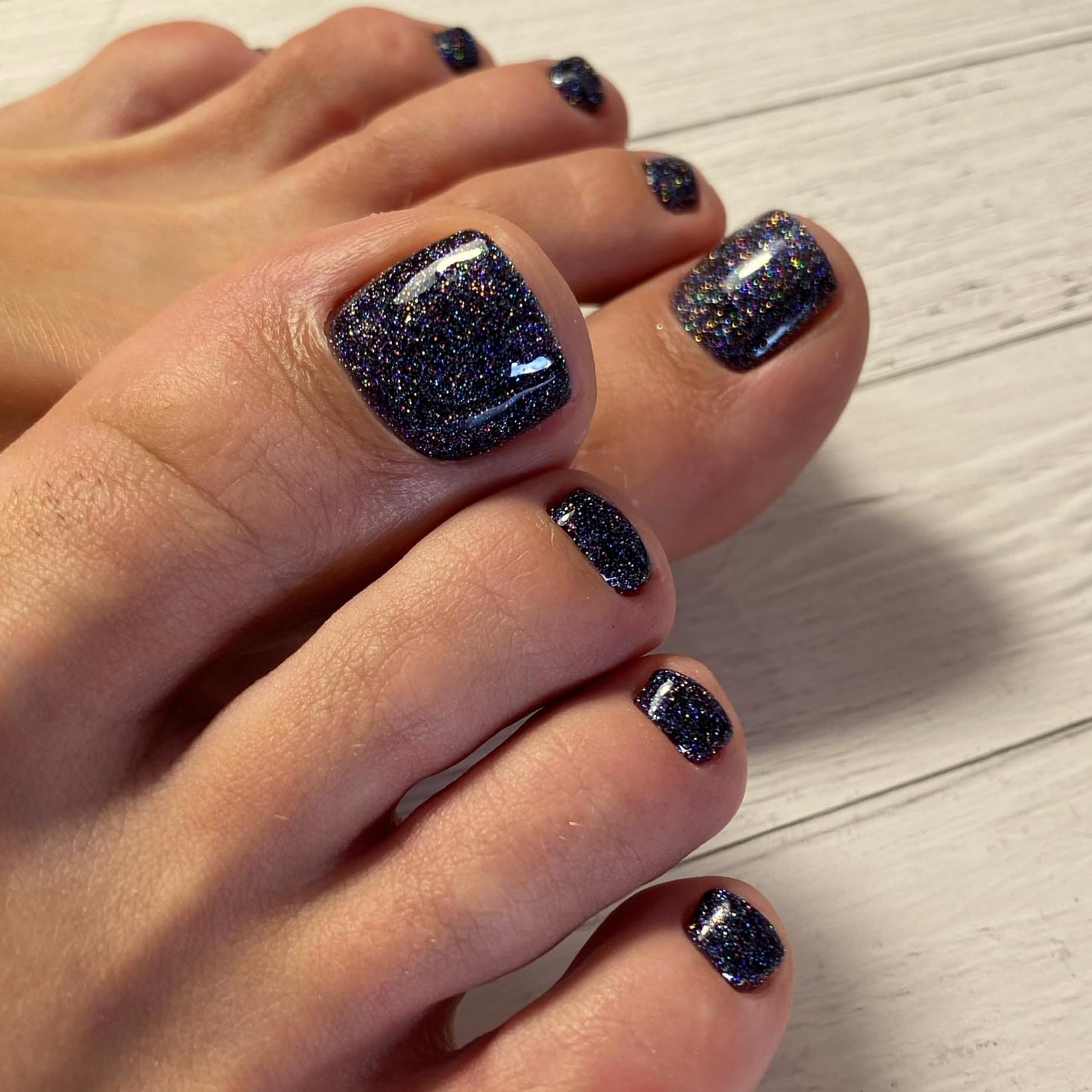 toe nail color for navy blue dress Glitter Dark Press on Toenails Women, Shimmer Fake Toenail Press ons Short Square Acrylic Press on Nails, Reusable Blue Toenails Glue on Natural Seamless Fit, 24Pcs Glue Omnia new arrivals Indianapolis Bridal Shop - Color:Perfect Pink On Toenails serve up