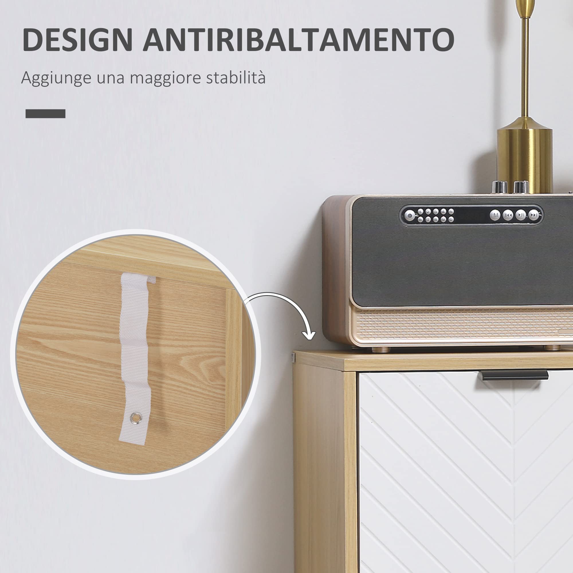 HOMCOM Mobiletto Multiuso Moderno in Truciolato e Legno di Pino con Ripiano Interno Regolabile su 3 Livelli, Mobile per Ingresso Soggiorno Cucina e Bagno, 77x35x77.5 cm