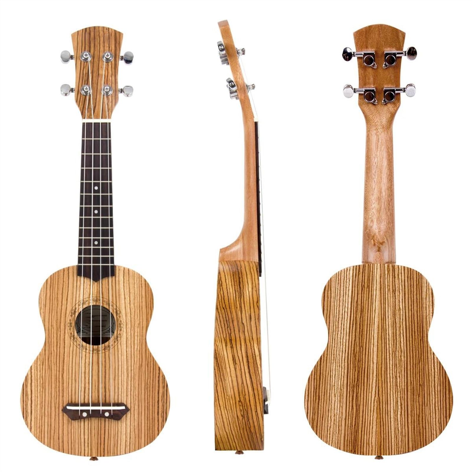 Ukulele Musikinstrumente 21-Zoll-Ukulele-Korpus Aus Zebraholz, Palisander-Griffbrett-Ukulelen-Set Mit Tasche, Stimmgerät, Gurtsaite