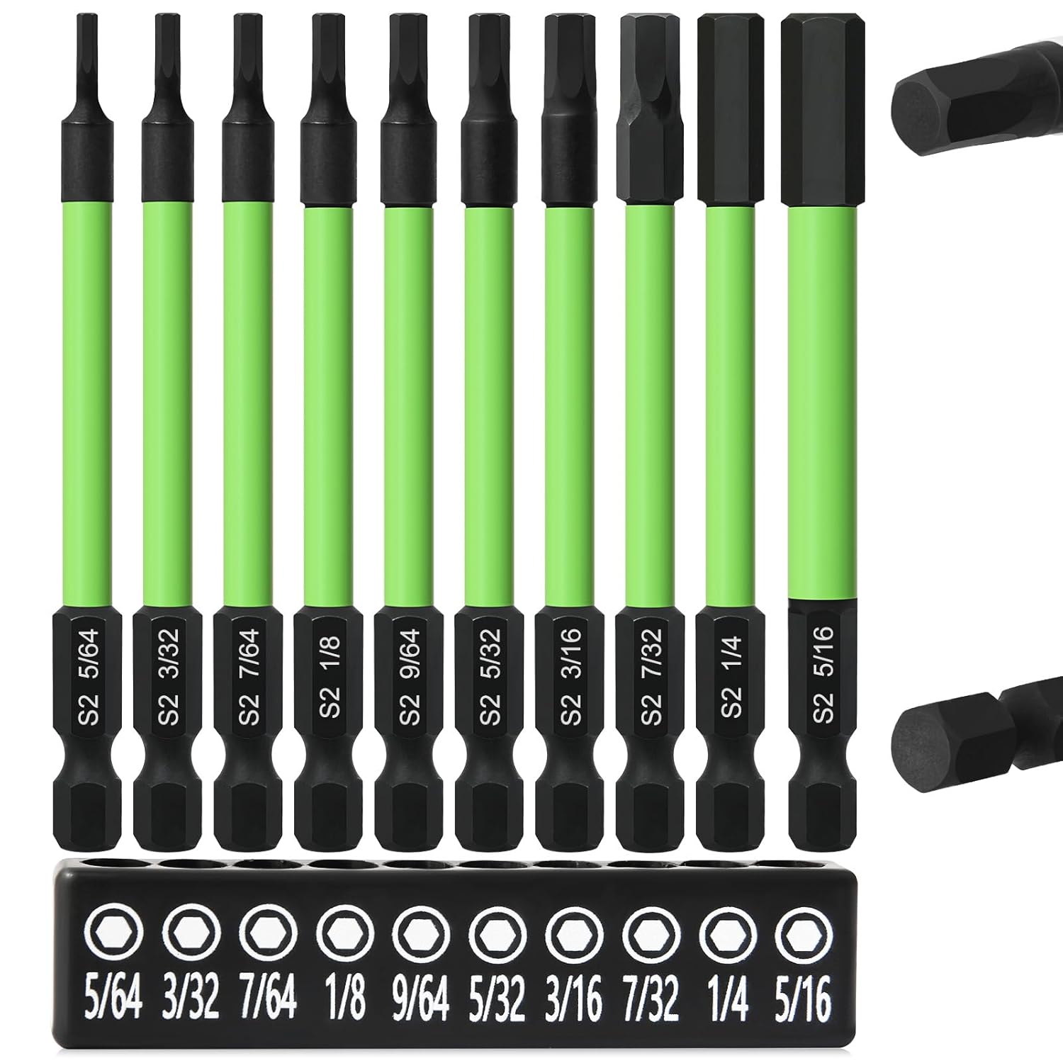 TLEEP 3.5" Long 1/4" Hex Head Allen Wrench Drill Bits, SAE 5/64 to 5/16