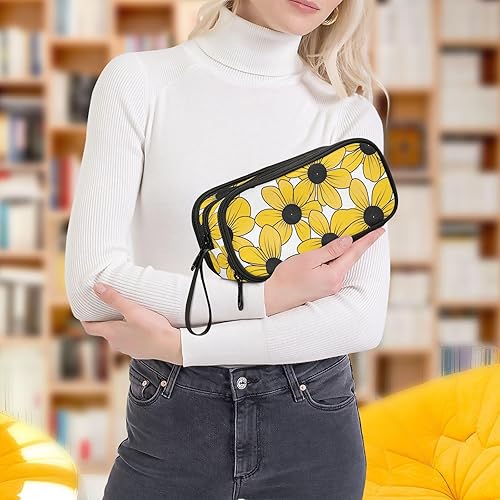 Miniatura 7 de Nylon Pencil Bags For Kids Black-eyed Susan Simple Line Art Valentinesnes High Capacity Big Zipper Pencil Case School Stationery for Office Adults