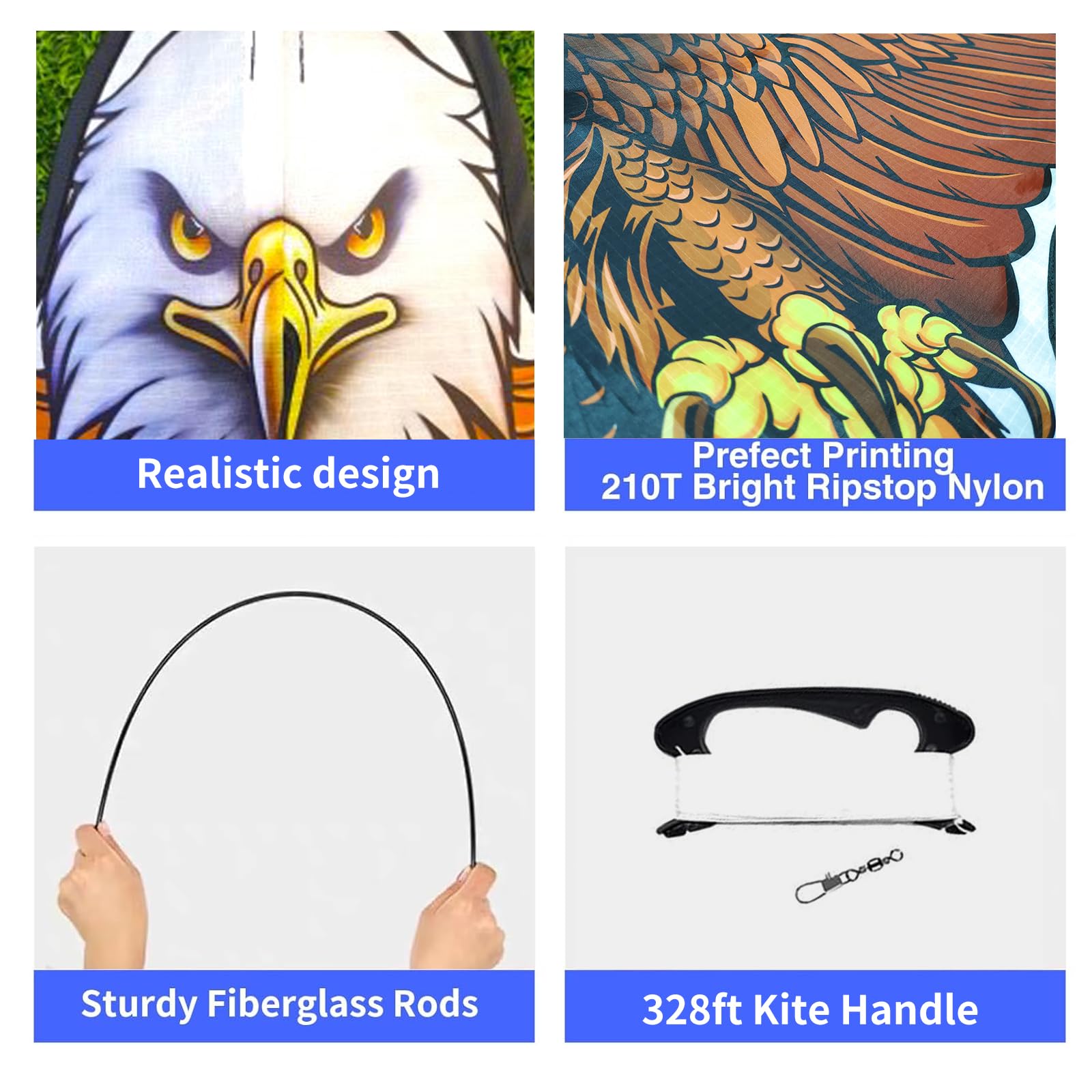 Flying Hoofer Bald Eagle Kite for Kids Ages 4-8 & 8-12 and Adults, Easy to Fly, Comes with 100m Kite String Handle - Image 4