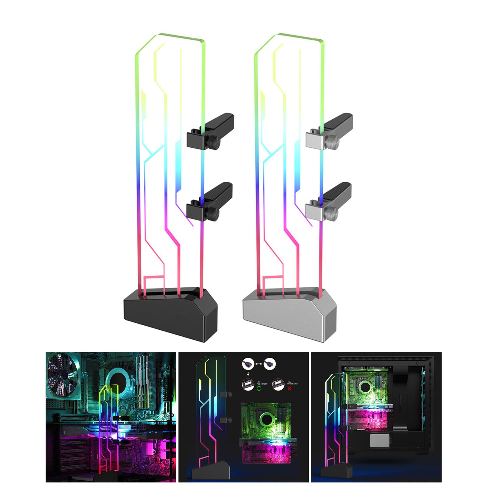 Soporte VGA de vidrio endurecido para GPU, soporte vertical para tarjetas de video, ahorro de espacio y refrigeración eficiente