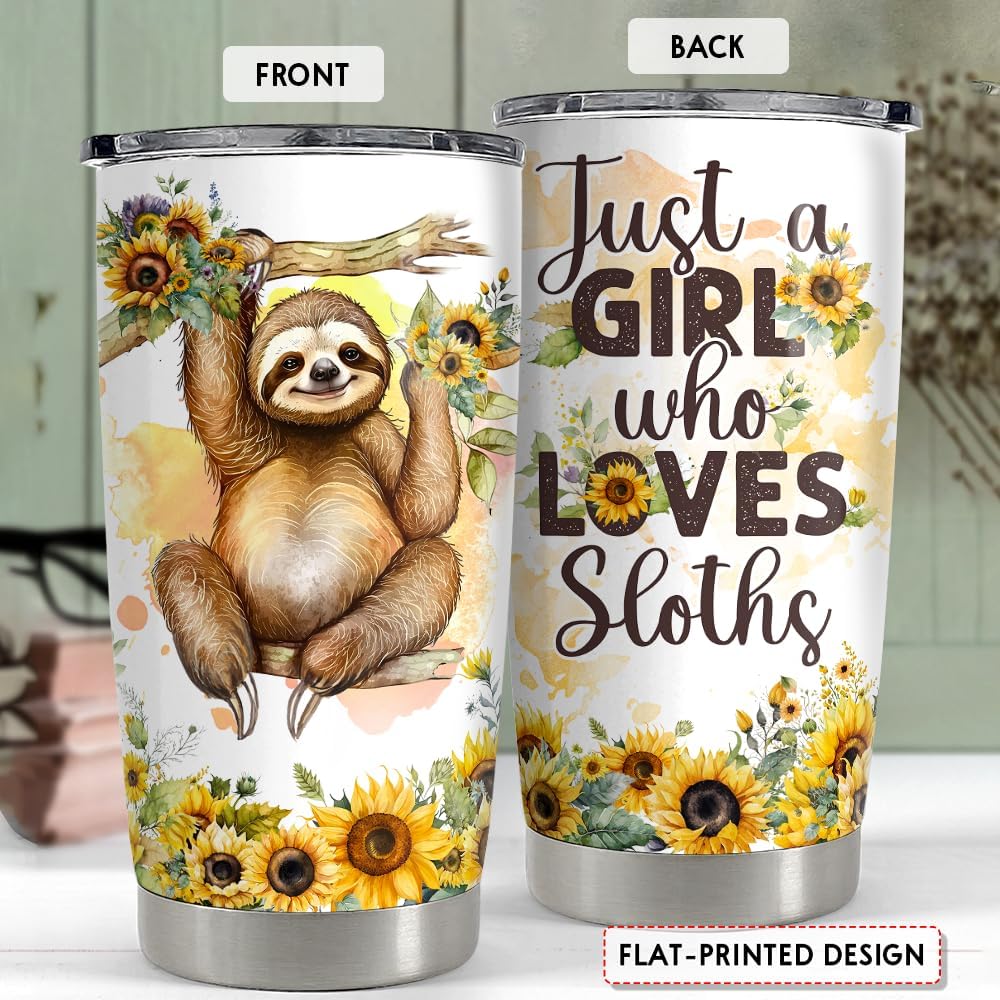 SANDJEST Sloth Tumbler 20oz Girl Loves Sloths Stainless Steel Insulated Tumblers Coffee Travel Mug Cup Gift for Women Girls Teen Birthday Christmas - Image 2