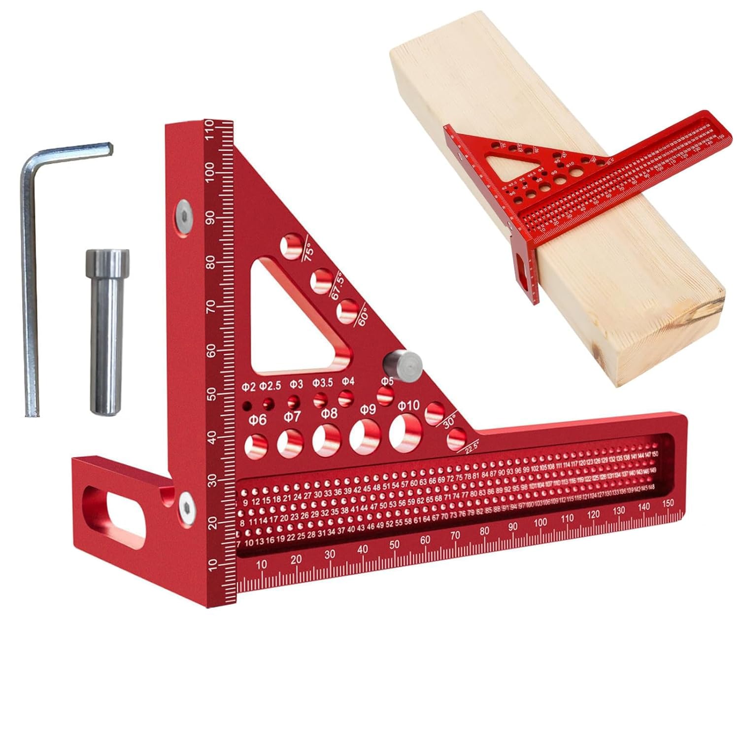 3D Miter Square, 3D Multi-Angle Measuring Ruler, Precision Measuring Tool for Woodworking, Multifunctional Protractor, 15-90 Degree, Aluminum Alloy, Working Ruler