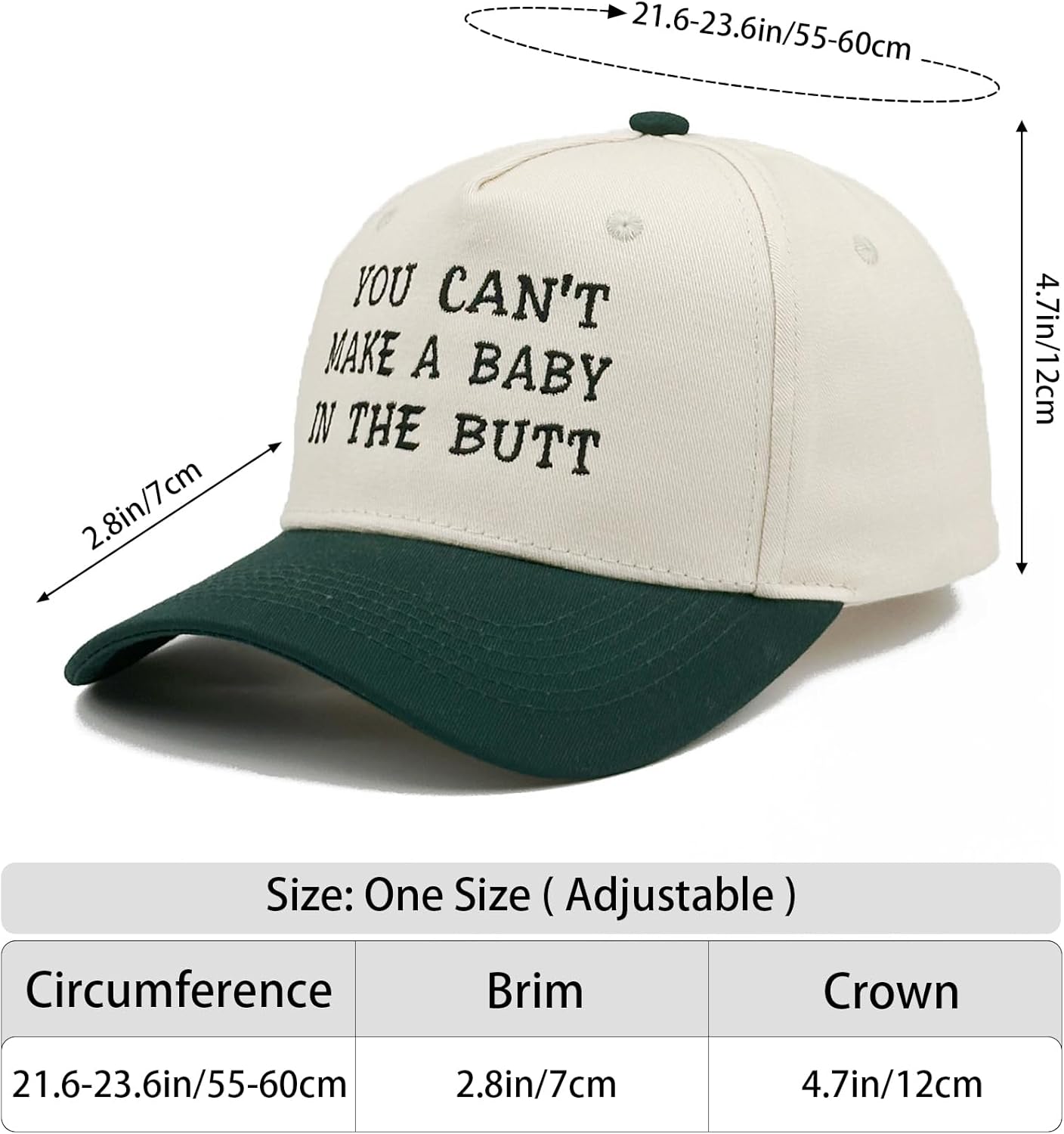 Funny Embroidered Two-Tone Cotton Baseball Cap for Women & Men | Adjustable Unisex Dad Hat - Image 3