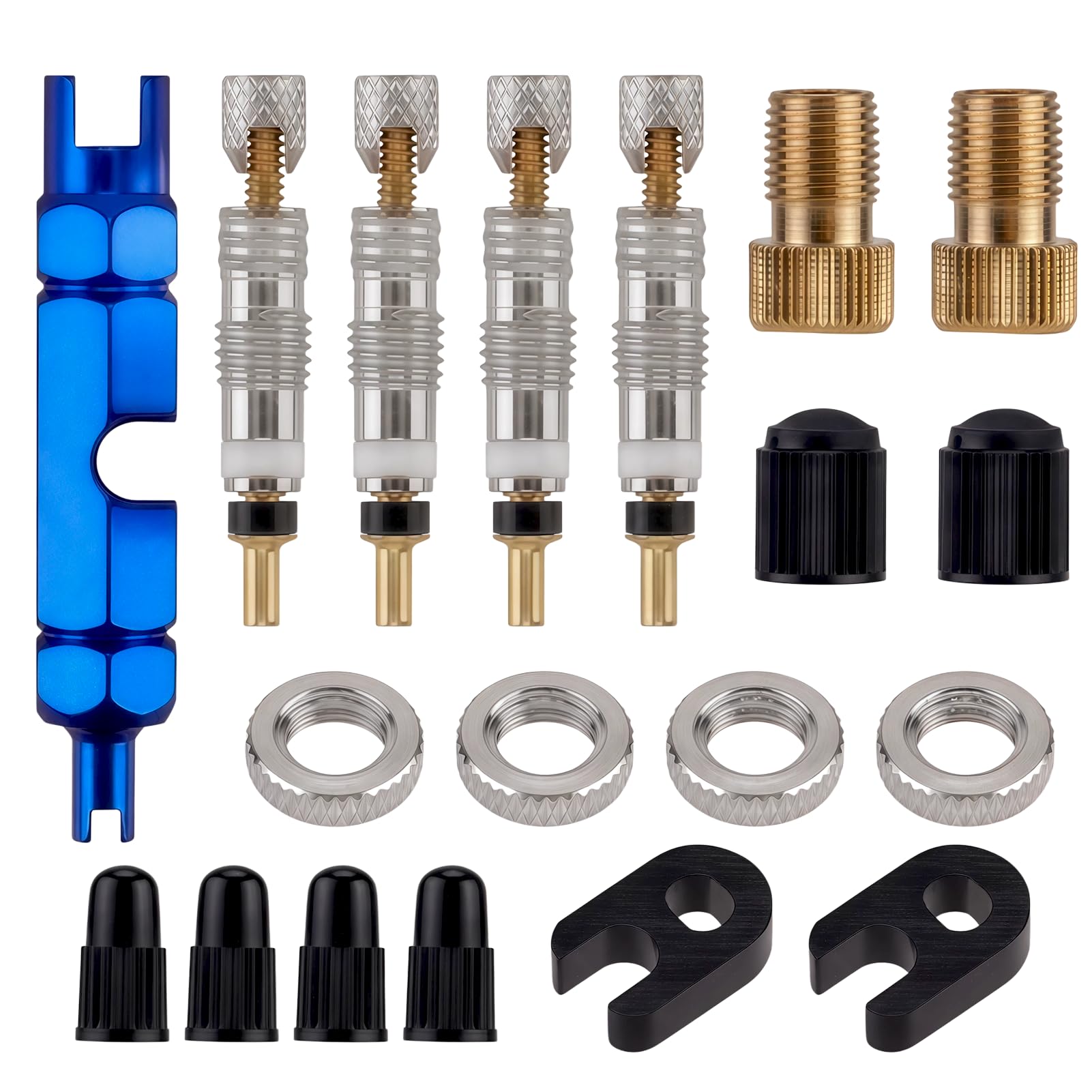 10pcs Presta and Schrader Valve Core Set with Removal Tool, Copper Tubeless Valve Cores Replacement Kit for Road MTB Bike Car ATV, Universal Tyre Valve Repair Tool