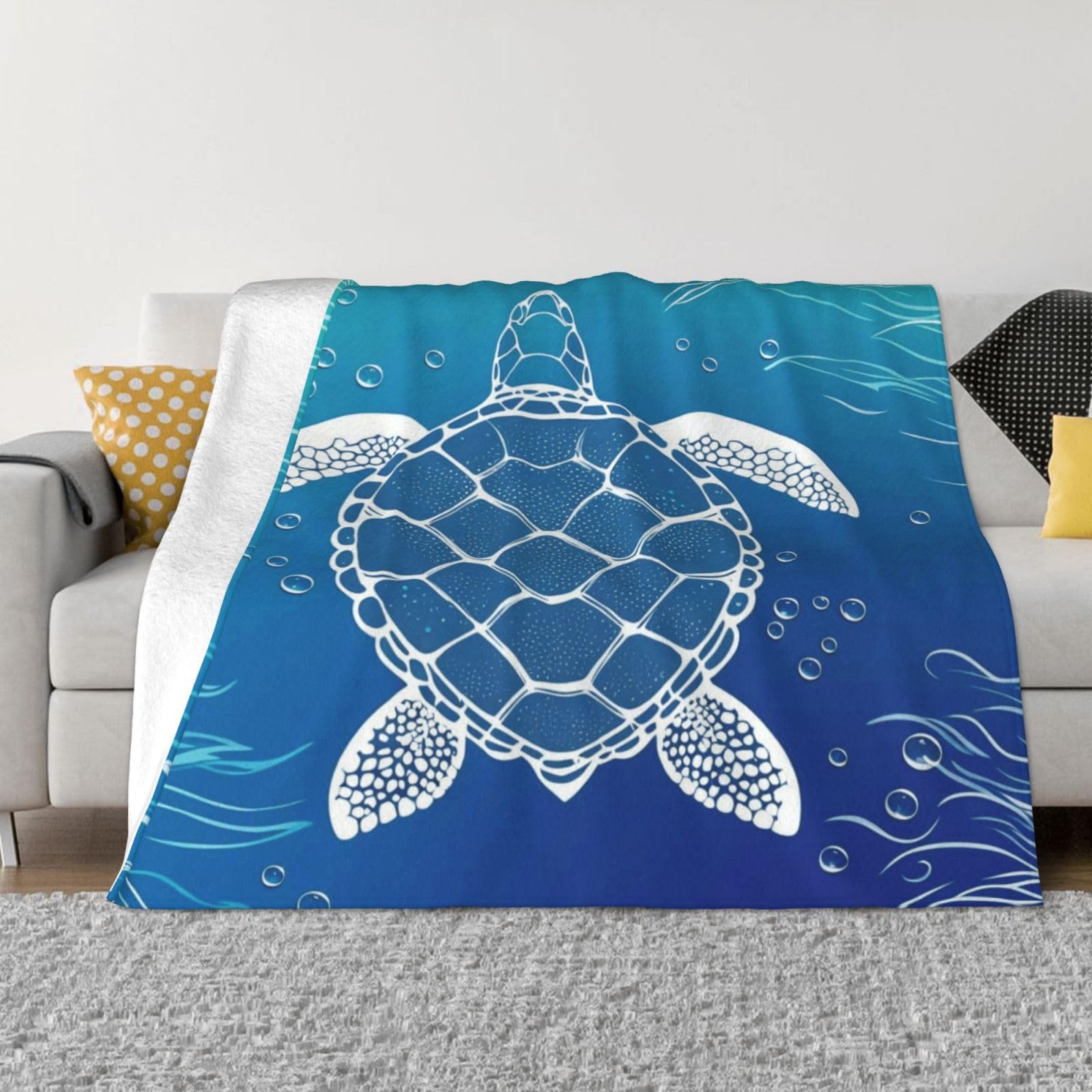 Couverture tortue océanique en flanelle pour éliminer les frissons sur votre canapé