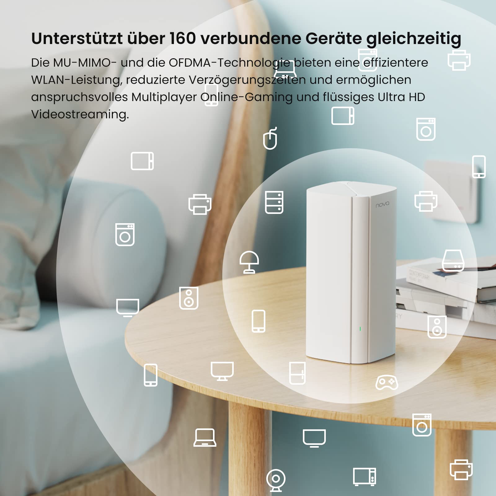 Tenda Nova MX12 Mesh WLAN System -AX3000 Wi-Fi 6 Dualband Mesh Set - empfohlen für Häuser mit 1-2 Schlafzimmer - 6xGigabit Port - Ersetzt Router und Repeater - APP Steuerung - WPA3-2er Pack – Bild 5