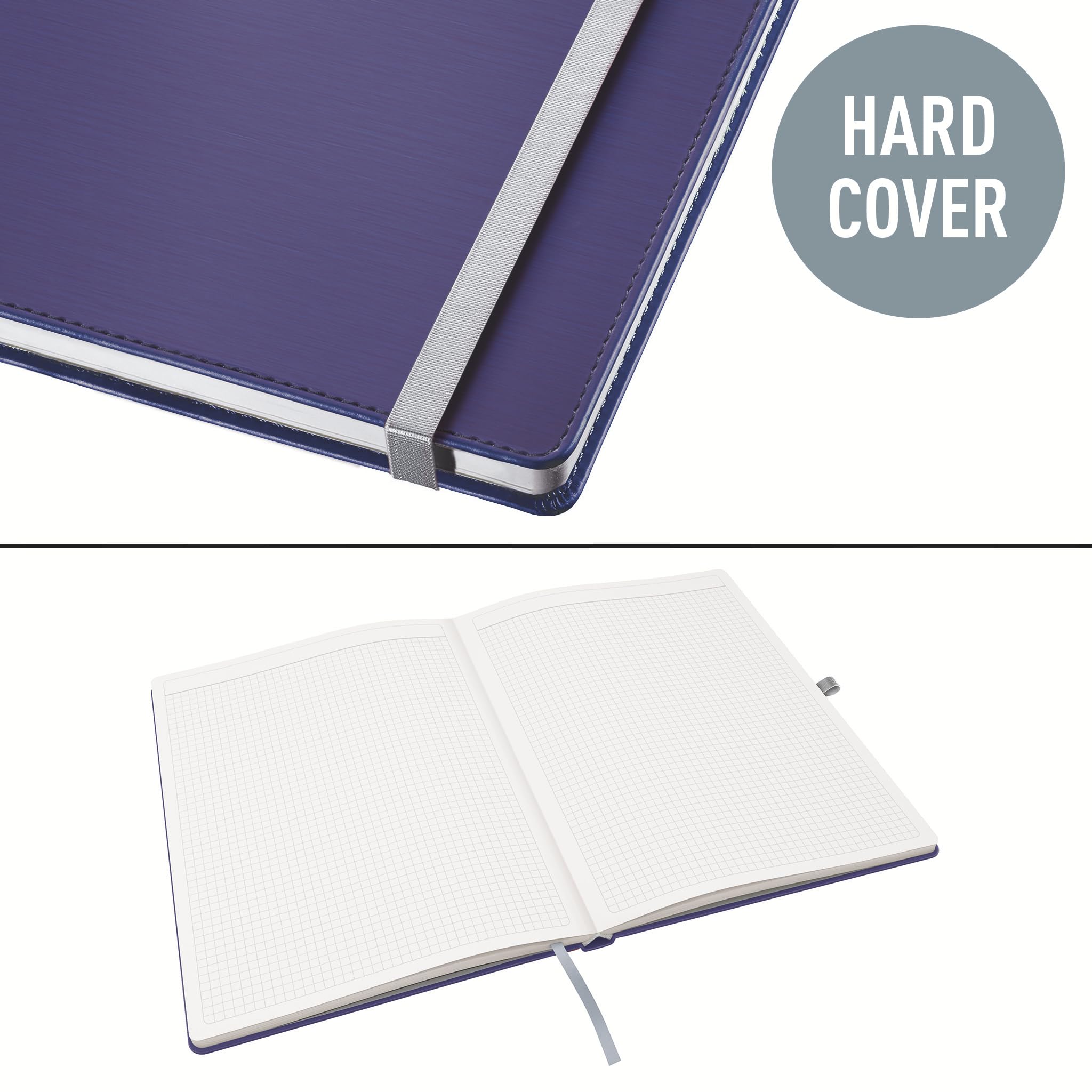 Leitz Style A4 Notizbuch Kariert, Hardcover, 160 Seiten, 80 Blatt, FSC-zertifiziertes 100 g/m² Papier, Verschluss & Lesezeichen, für Büro & Home Office, Blau, 44761069