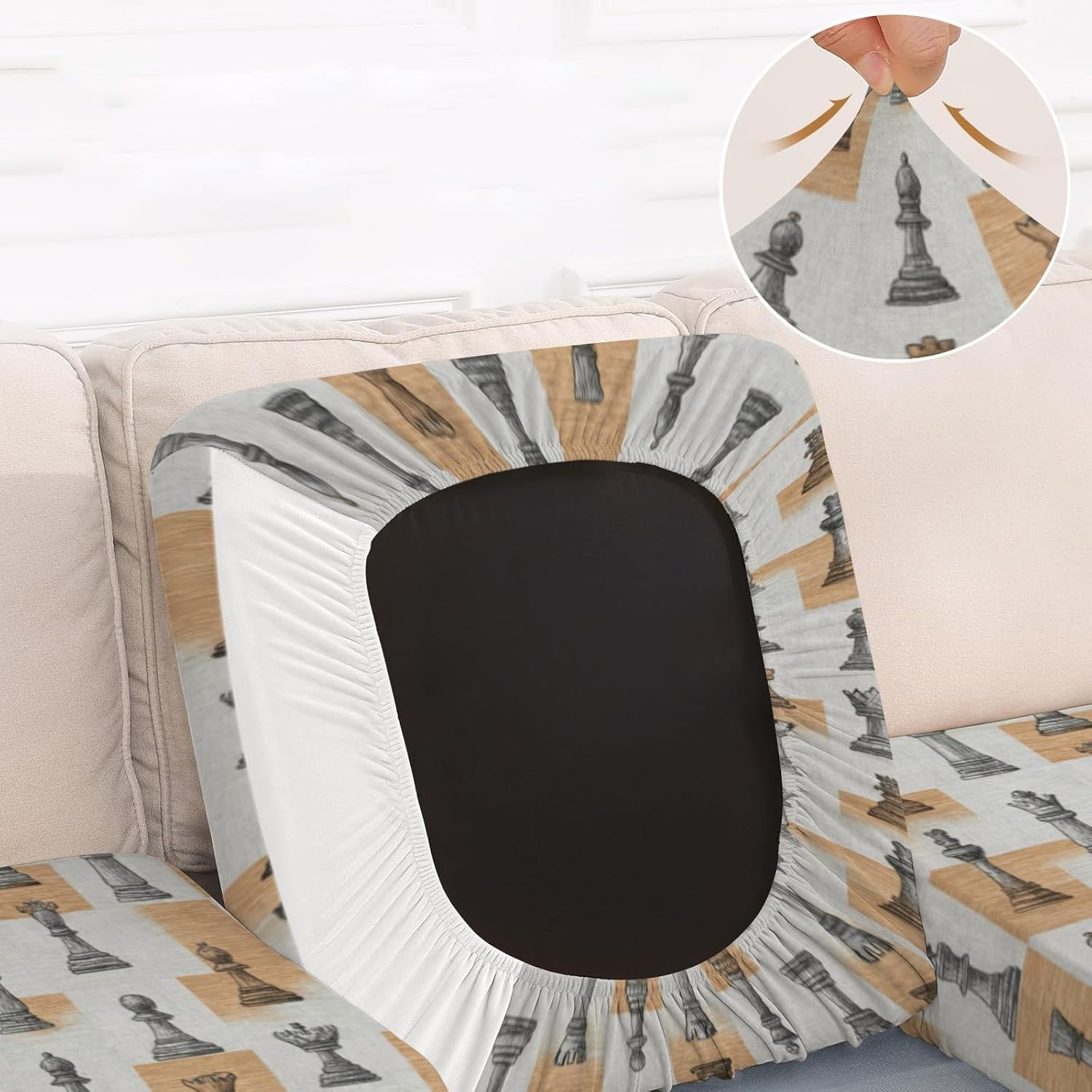 Classic Chess Pattern Loveseat Covers Couch Covers for 2 Cushion Couch, 2-Piece Stretch Sofa Slipcovers Anti-Slip Washable Furniture Protectors for Dogs Pets