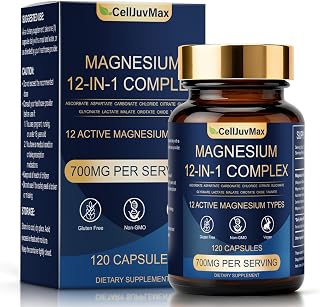 Magnesium 12-in-1 Complex Supplement – 700mg High Absorption Magnesium Glycinate, Citrate, Malate & Taurate Blend for Muscle, Nerve, Sleep Support – 120 Vegan Capsules for Women & Men (1)