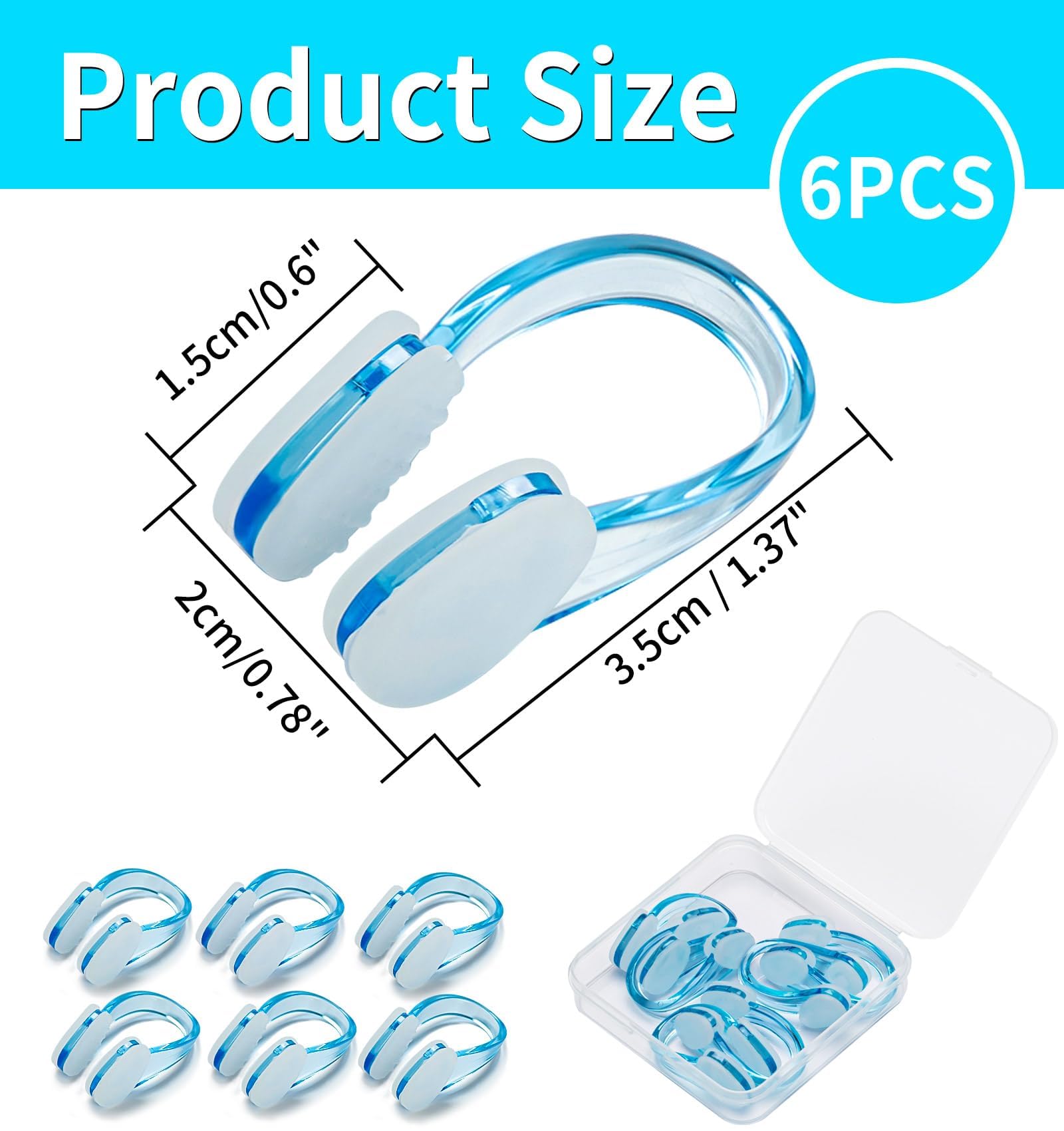 Pinzas Nariz Natación Silicona Impermeable Clip Nasal Nadar Reutilizable Caja Almacenamiento Adultos Niños Principiantes