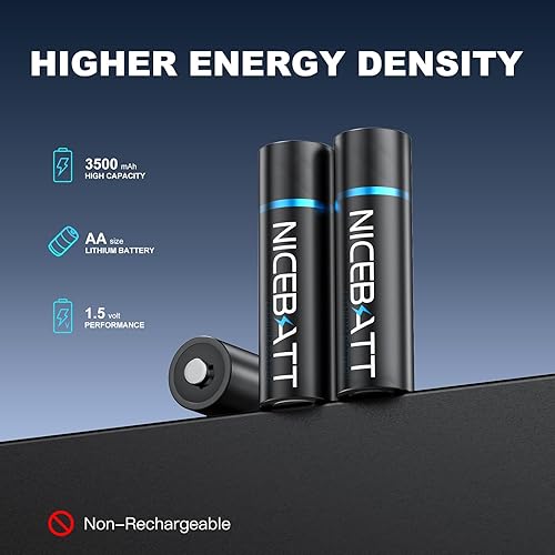 Miniatura 2 de Baterías AA de litio de 3500 mAh, 1.5 V de alta capacidad doble A para cámara Blink congelador, termómetro, etc., 8 unidades