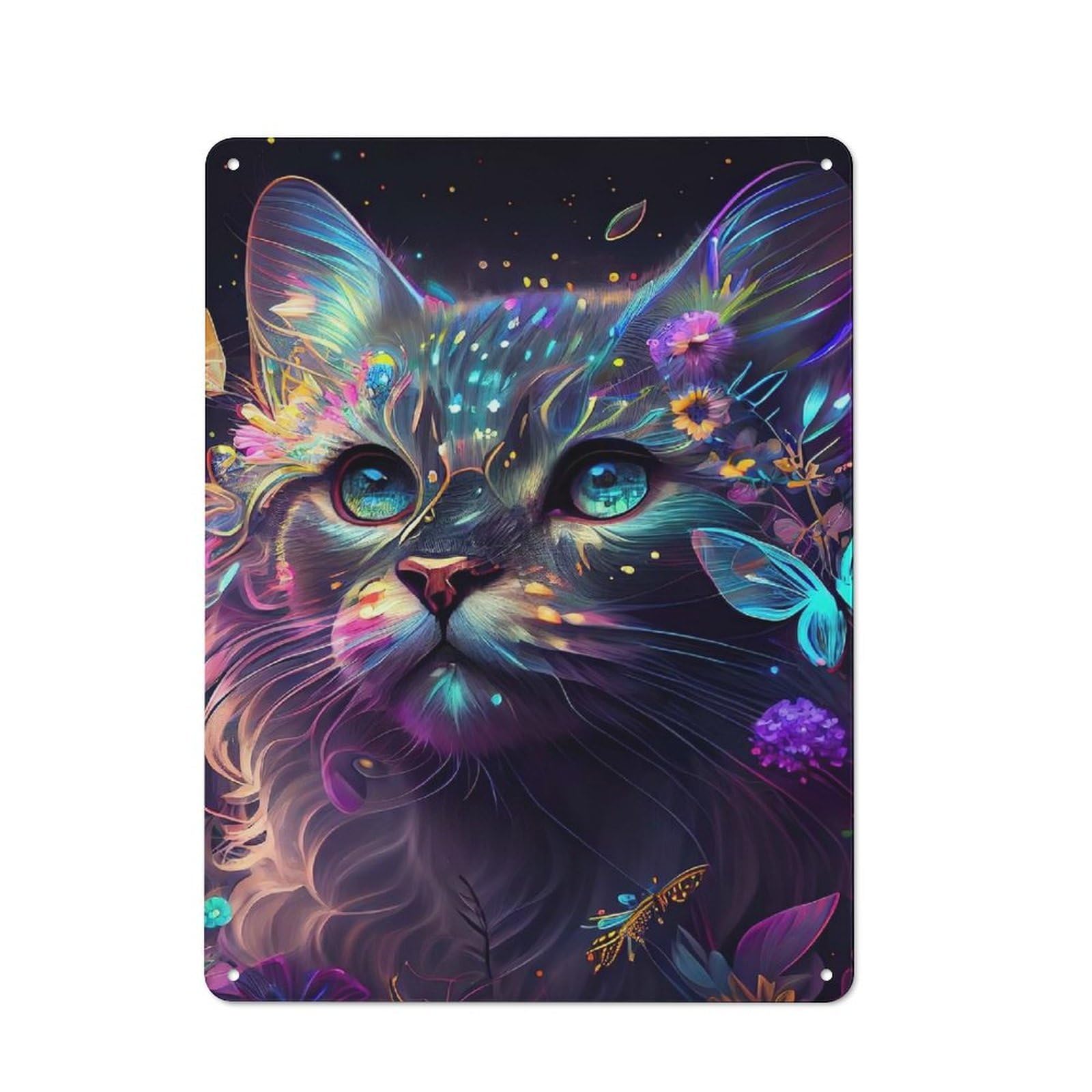 Junmoney Style-5 Vintage Metal Plaque 40X30cm Featuring Butterfly And Cat For Hallway Wall, For Wall Display Collectors