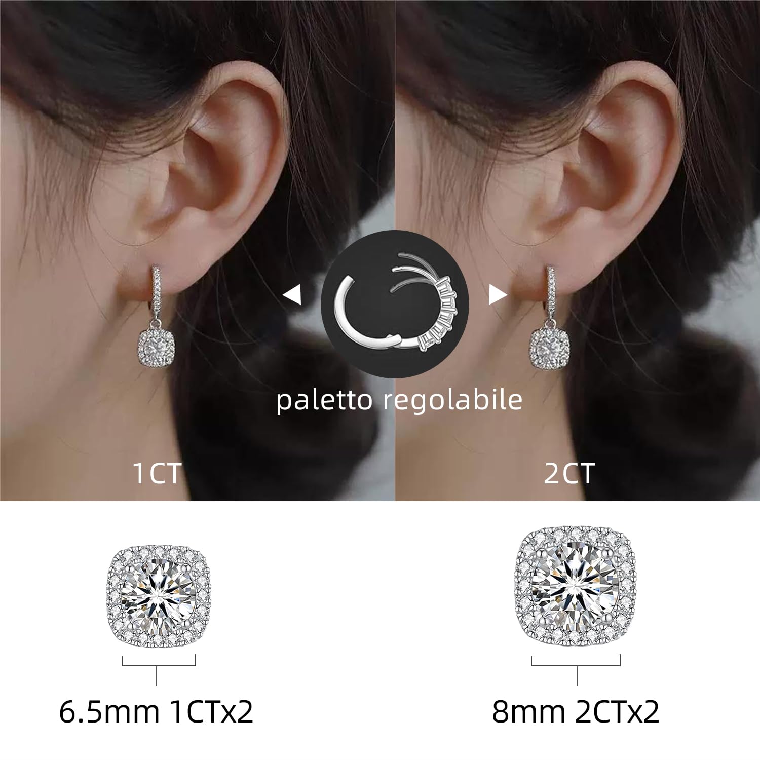 Orecchini pendenti in moissanite per donna, diamante in moissanite da 1CT, coltivato in laboratorio, placcato in rodio, orecchini in argento, regalo di gioielli.