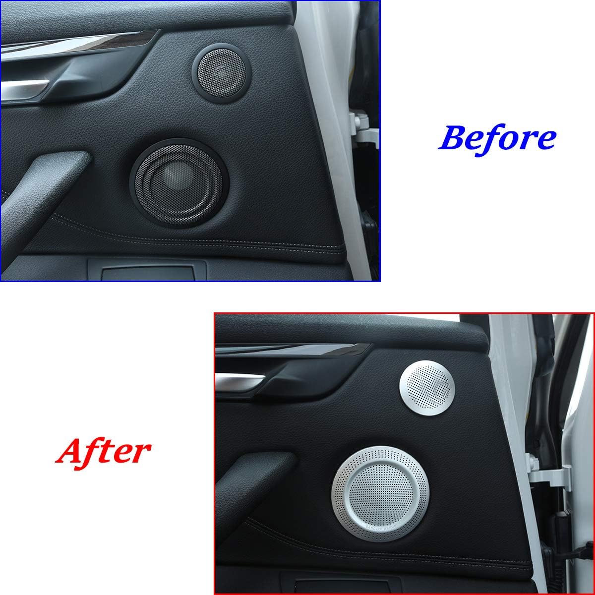 Aluminum Alloy for BMW X1 F48 2016 2017 2018 2019 Car Door Speaker Cover Trim Accessories 6pcs