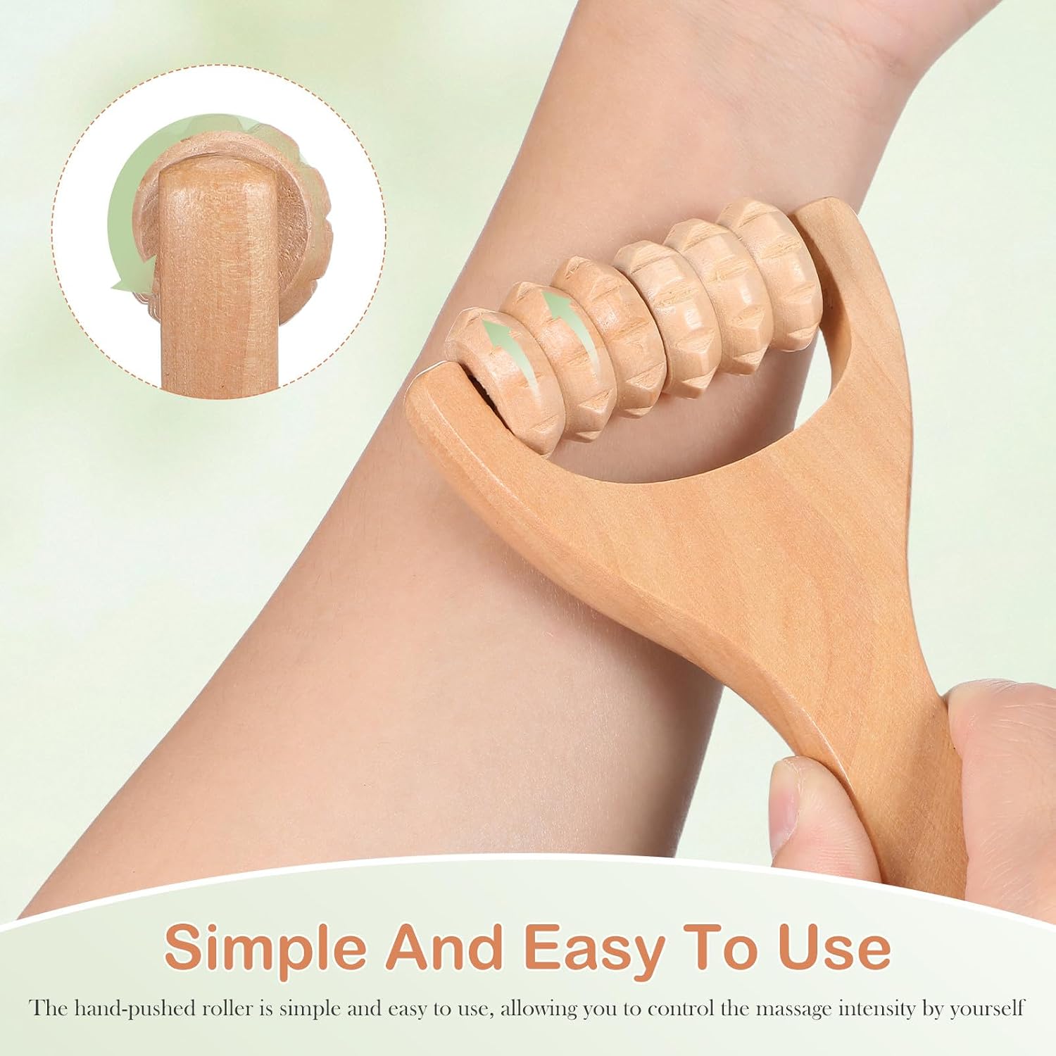 HOMSFOU Wooden Massage Roller Tool - Compact Foot and Shoulder Massager for Daily Use Ergonomic Acupoint Muscle Relief for Neck Back Legs Full Body Massage at Home and Travel Set of 2
