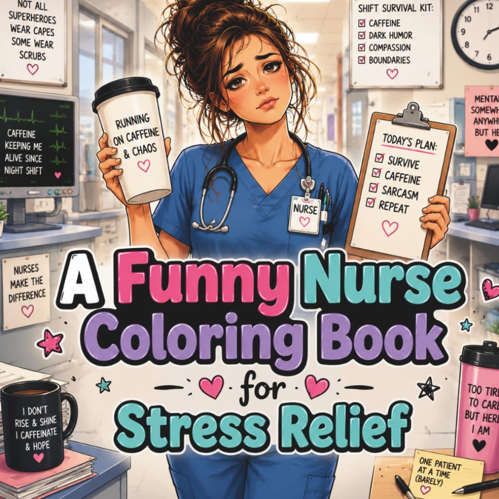 A Funny Nurse Coloring Book for Stress Relief: 50 Funny Quotes for Nurses Running on Empty