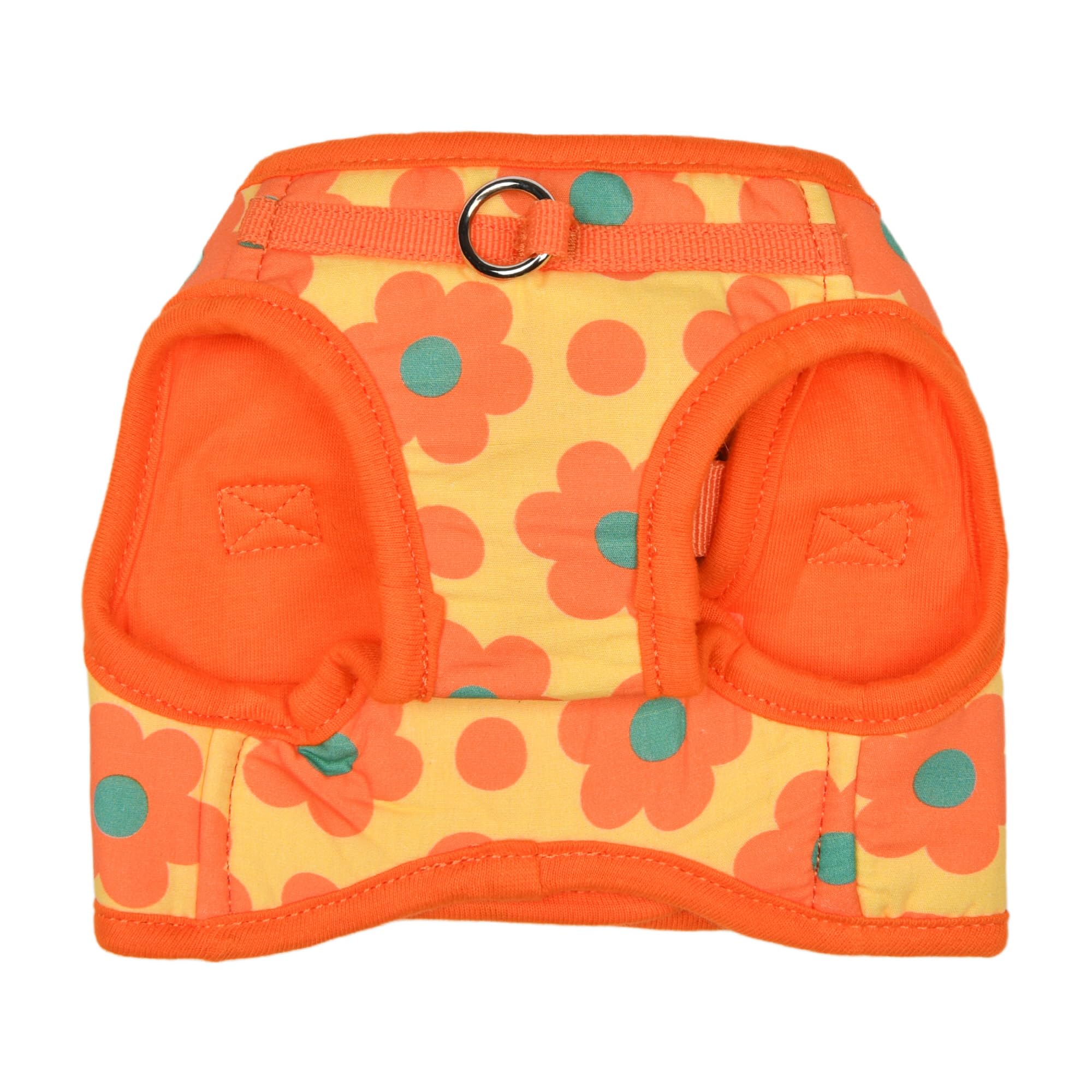 Puppia Bacopas - Arnés de chaleco B (Step-in) con patrón de flores de moda, arnés para primavera y verano para perros pequeños y medianos, naranja, pequeño