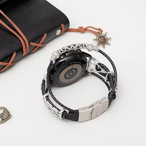 Miniatura 3 de Correas compatibles con reloj Garmin Venu 2Venu 3Vivoactive 4 de 1.772 pulgadas, para hombres y mujeres, 0.866 pulgadas, cuero, joyería de metal,