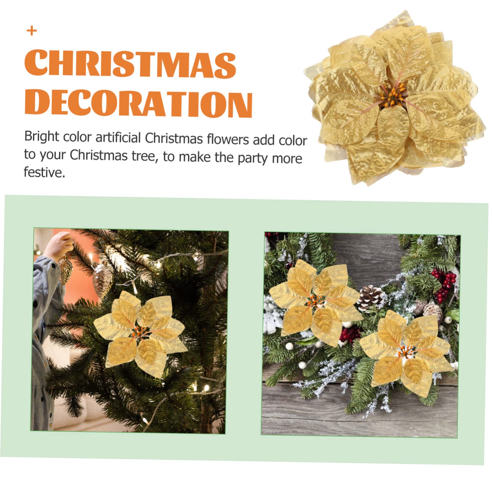 ABOOFAN 84piezas Flores Artificiales De Pascua Decoración Navideña De Poinsettia para Árboles Guirnaldas y Fiestas Atmosfera Festiva Asegurada