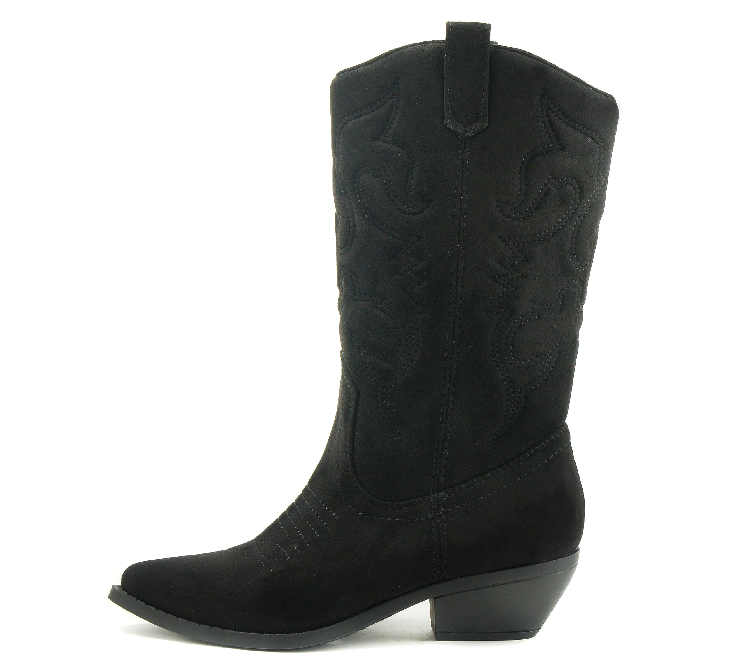 Soda RENO ~ Women Western Cowboy Stitched Pointe Toe Low Heel Ankle Mid Shaft Fashion Boots