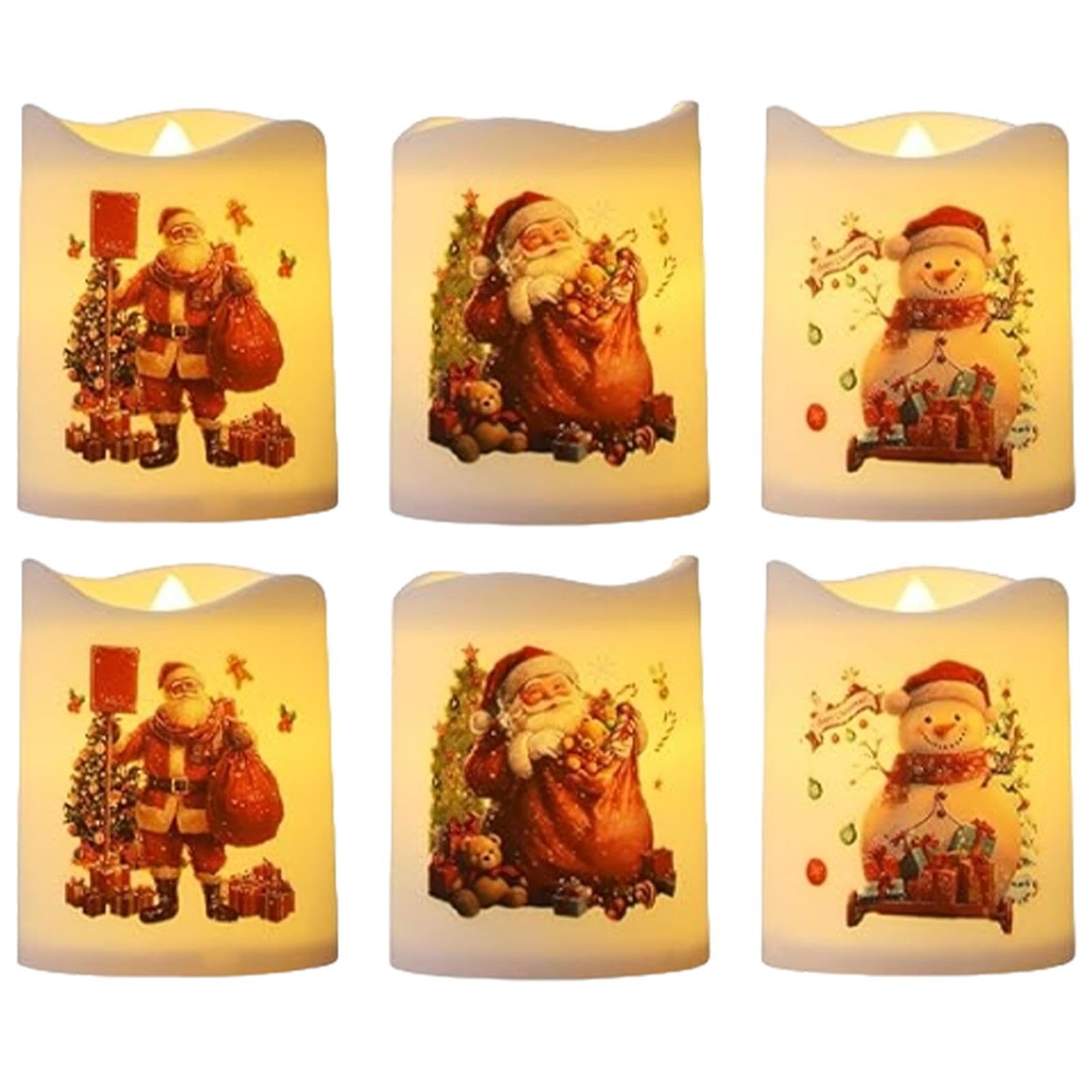 Genérico Velas De Pilar Sin Llama Navideñas,Juegos De Velas LED Navideñas | Velas de Papá Noel que funcionan con pilas | 6X Velas Navideñas, Decoración Interior para Chimenea, Mesita De Noche