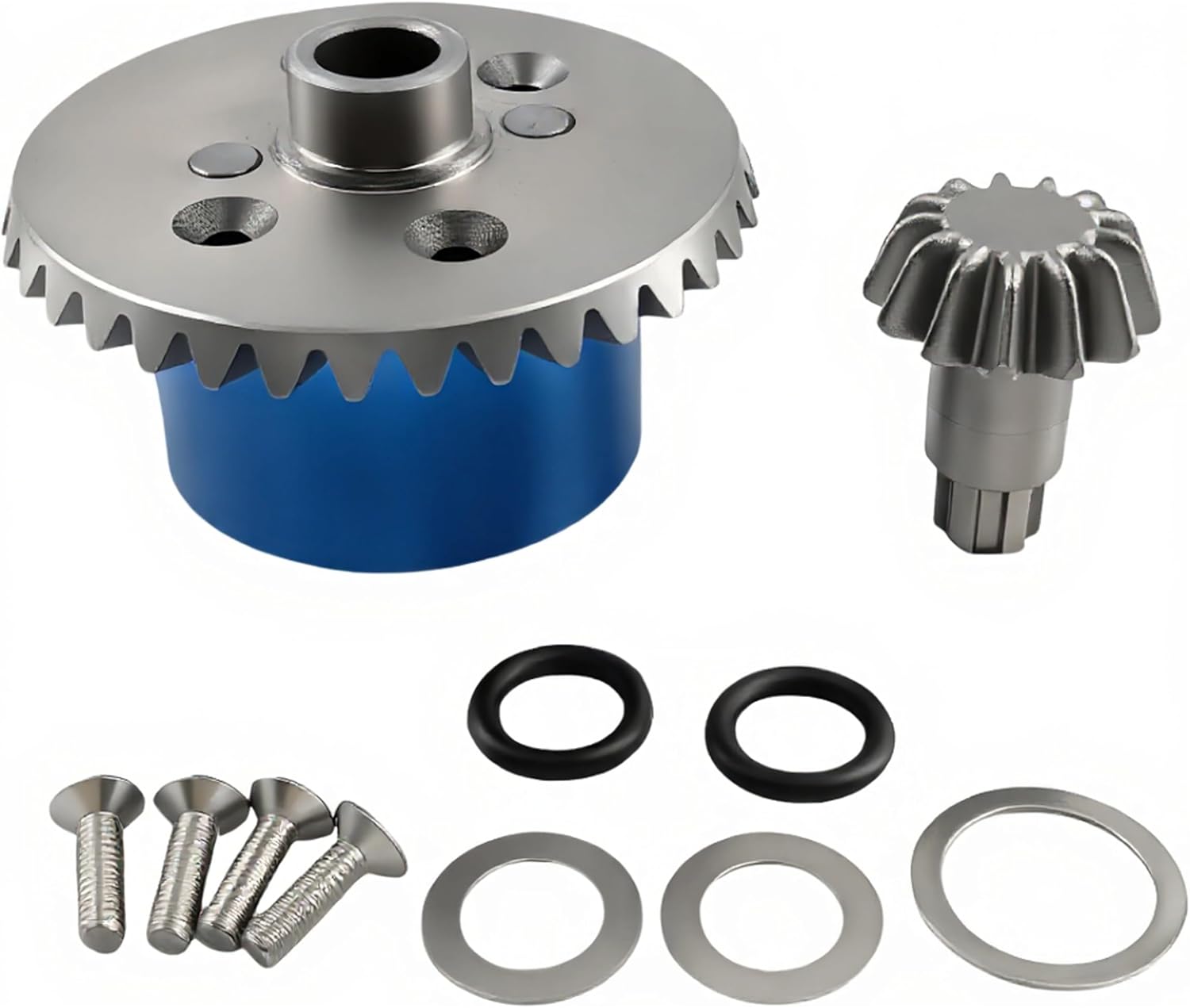 Steel Differential Gear Set, 37T Main Gear & 13T Input Gear for Arrma 1/10 Big Rock, Granite, Vorteks, Senton 3S BLX, Kraton/Outcast 4S BLX, 1/8 Typhon/Infraction 3S, Replaces AR310872 (Blue) - Image 2