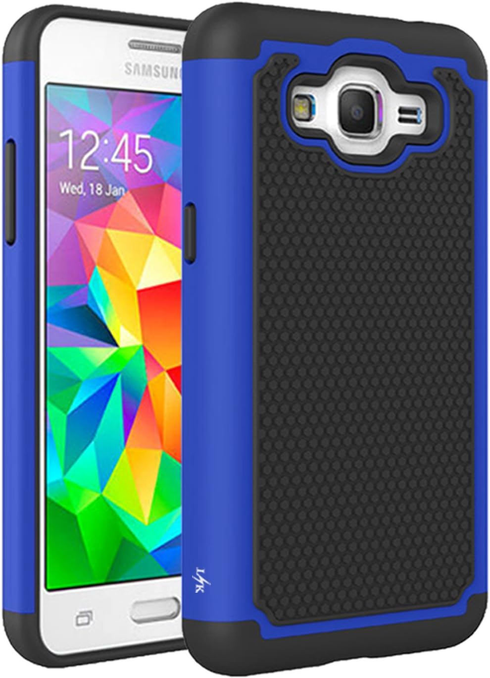 Grand Prime Case, LK [Shock Absorption] Hybrid Dual Layer Armor Defender Protective Case Cover for Samsung Galaxy Grand Prime (Blue)