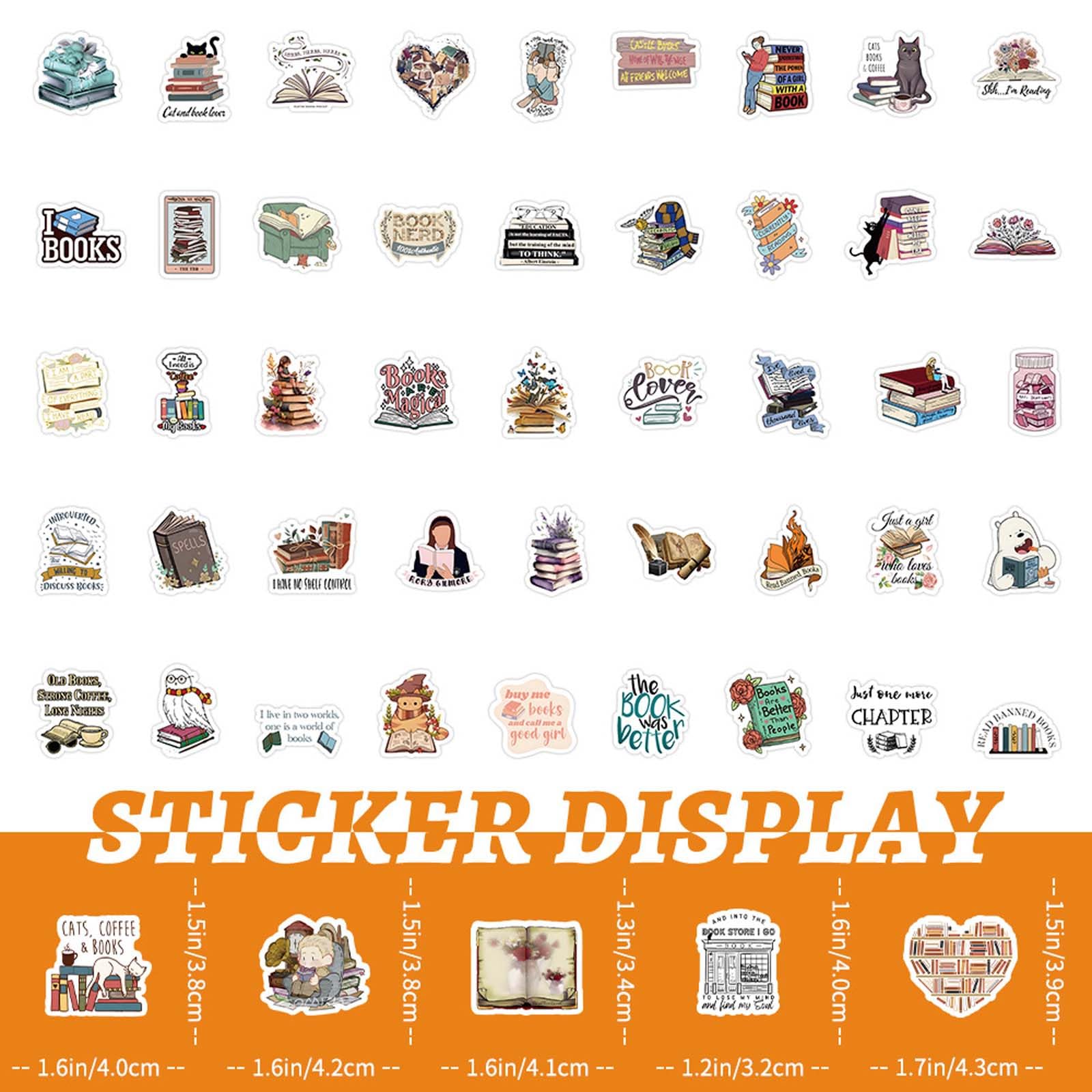 Adesivi vintage, 100 pezzi, per lettura, vintage, adesivi astetici, per bottiglie d'acqua, scrapbooking, computer portatili, adesivi impermeabili in vinile per adulti e ragazzi