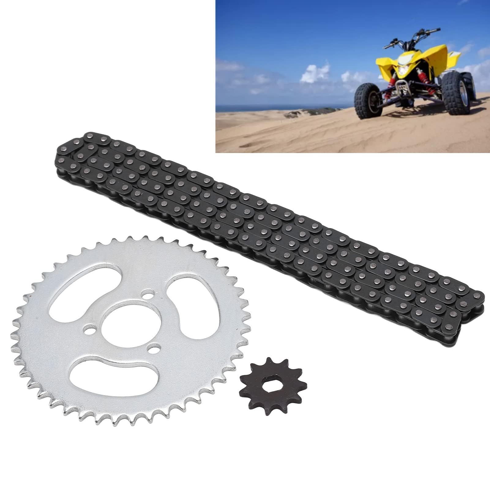 T8F Kettenrad- und Kettensatz Vorne und Hinten, T8F-Getriebekettensatz Hochleistungsersatz für Modifizierte Karts ATVs Mini-Motorräder, SPYMINNPOOQ2U0NVE6TR